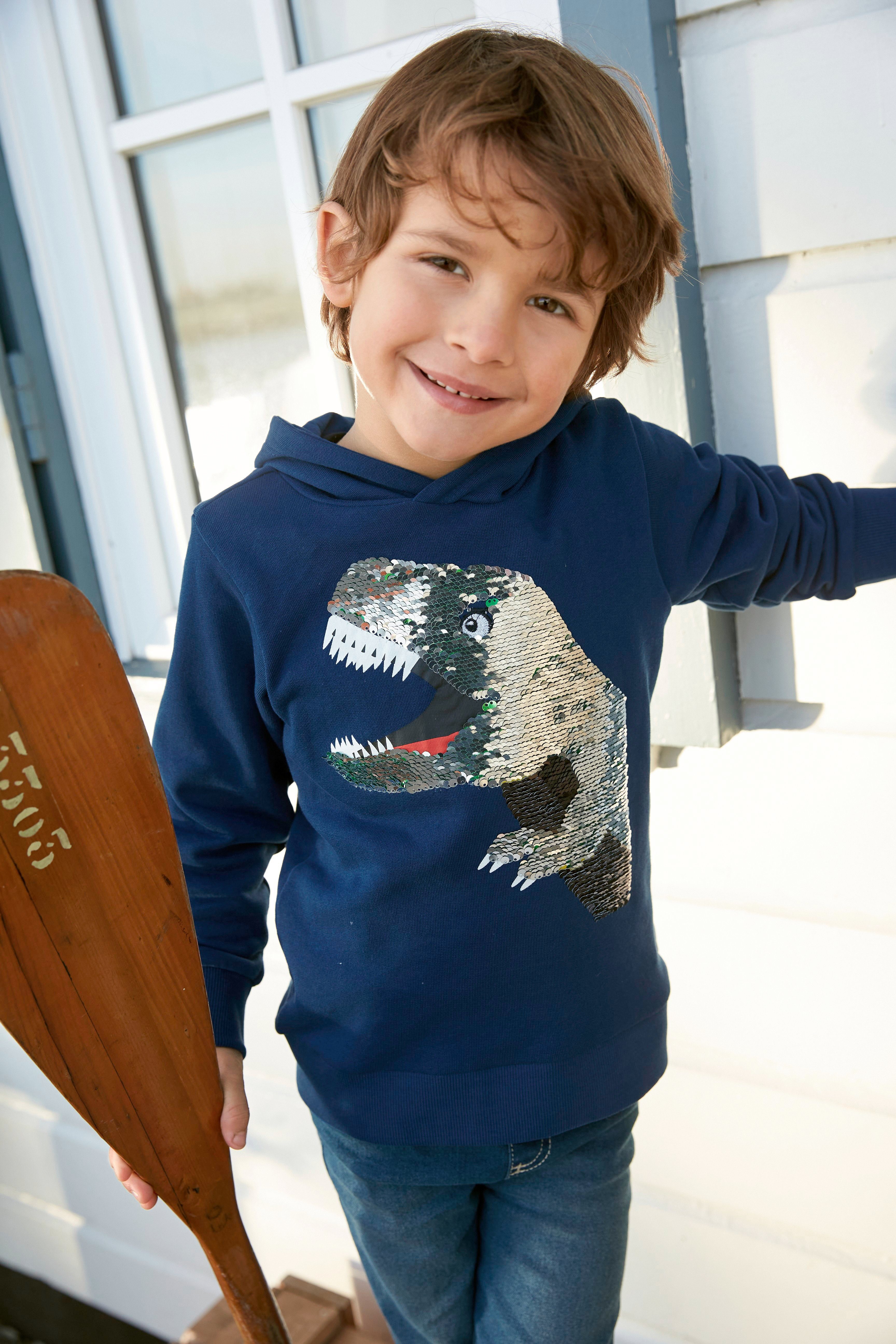 tollem Kapuzensweatshirt mit aus Dino KIDSWORLD Wendepailletten