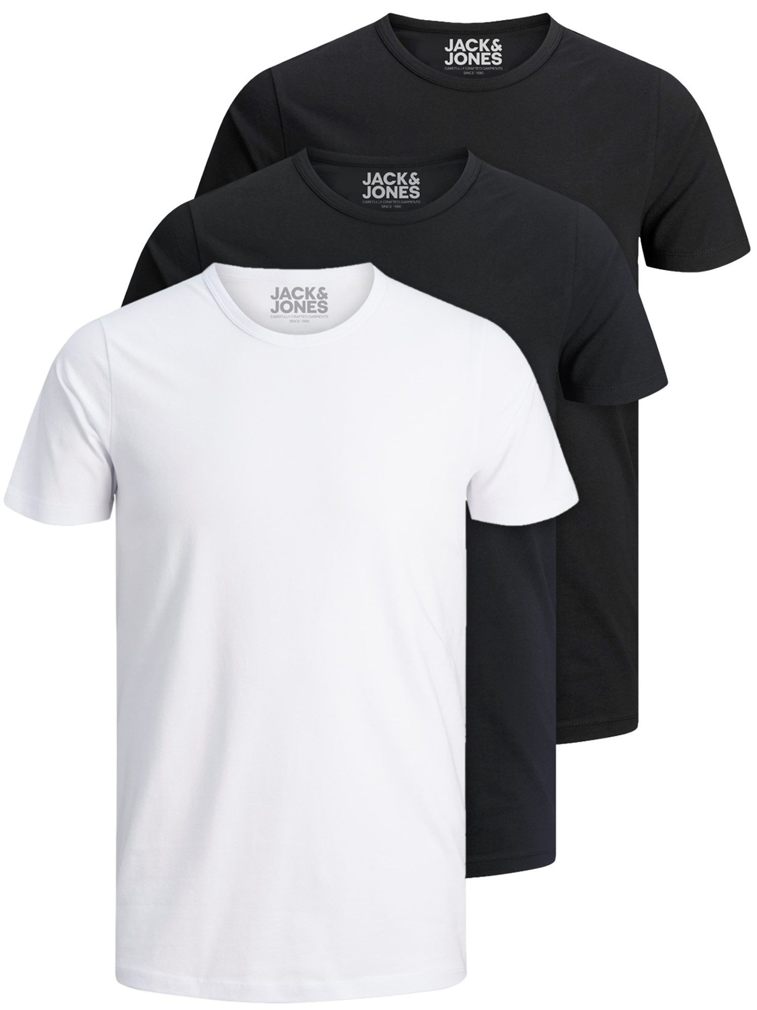 Jack & Jones T-Shirt Basic O-Neck (3-tlg., 3er Pack) etwas länger geschnitten, nicht zu kurz