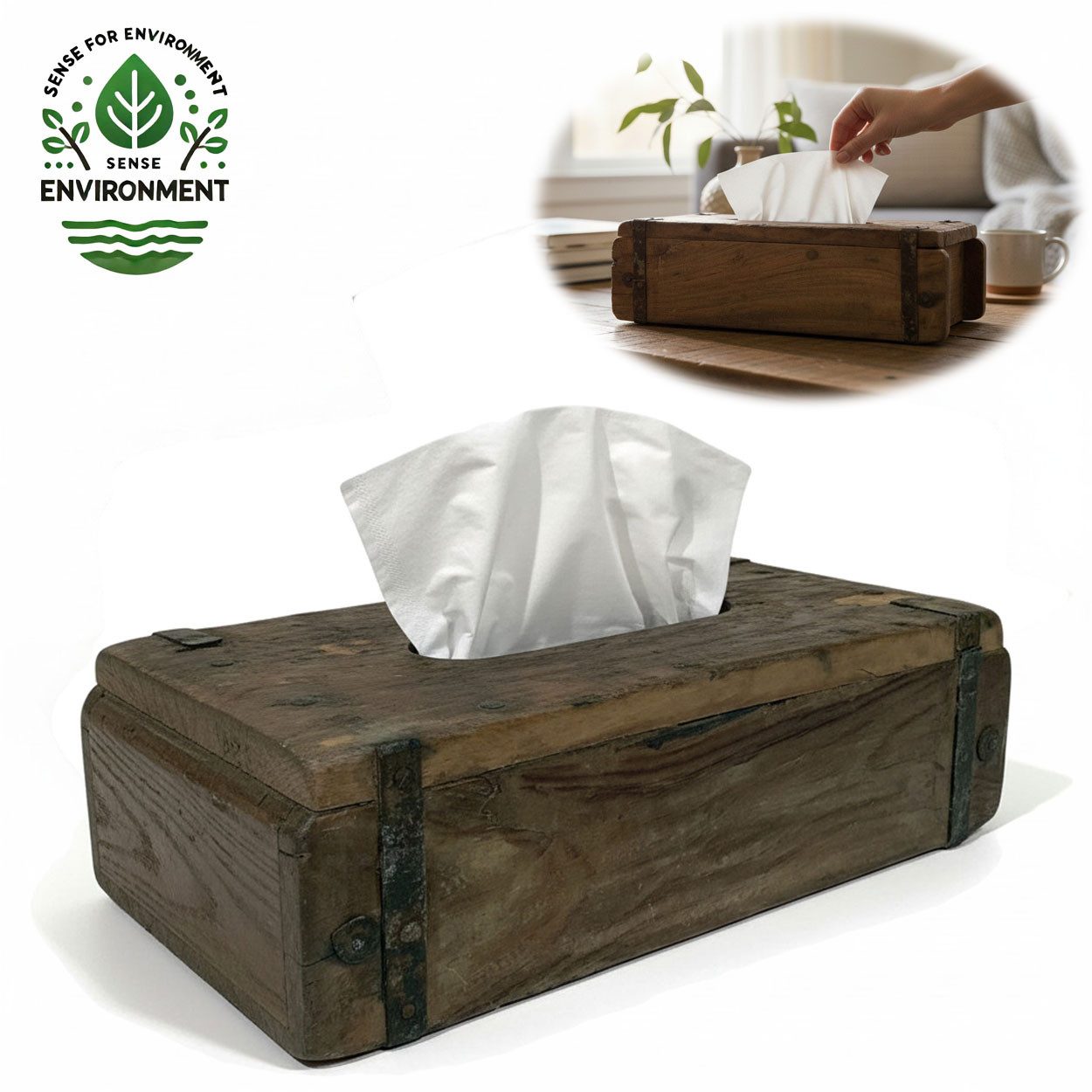 LS-LebenStil Aufbewahrungsbox Tissue-Box Holz 31cm Braun Ziegelform Kosmetiktuch-Spender Taschentuch (iB Laursen - Tücherbox Kosmetiktücher-Box Taschentuch-Spender Box Spender, 1 St., ideal auch für Kleenex Feuchttücher feuchtes Toilettenpapier)