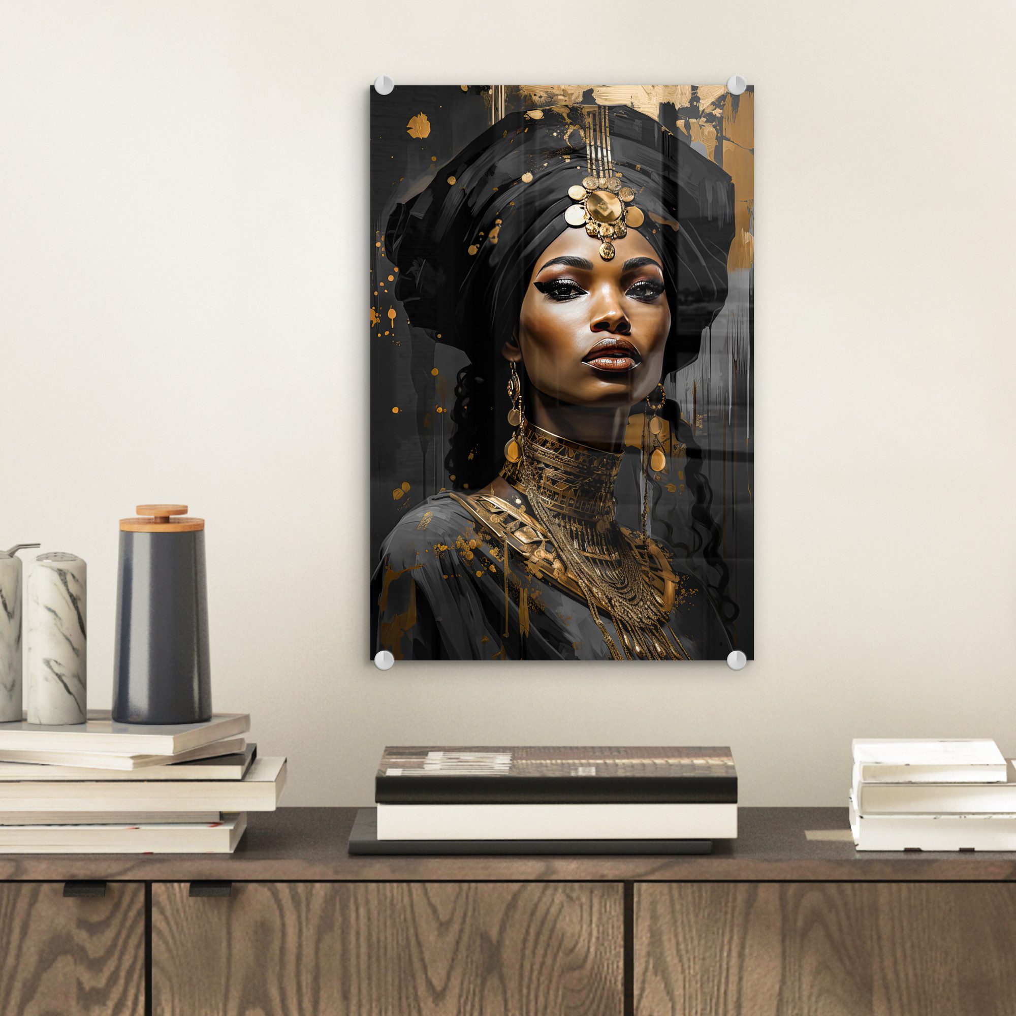 MuchoWow Acrylglasbild Frau - Gold - günstig online kaufen