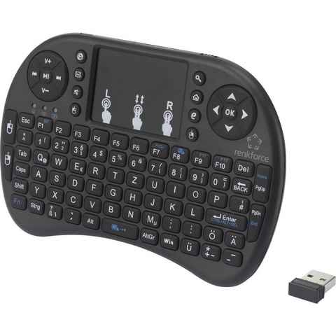 Renkforce Mini Wireless Keyboard Tastatur (Integriertes Touchpad)