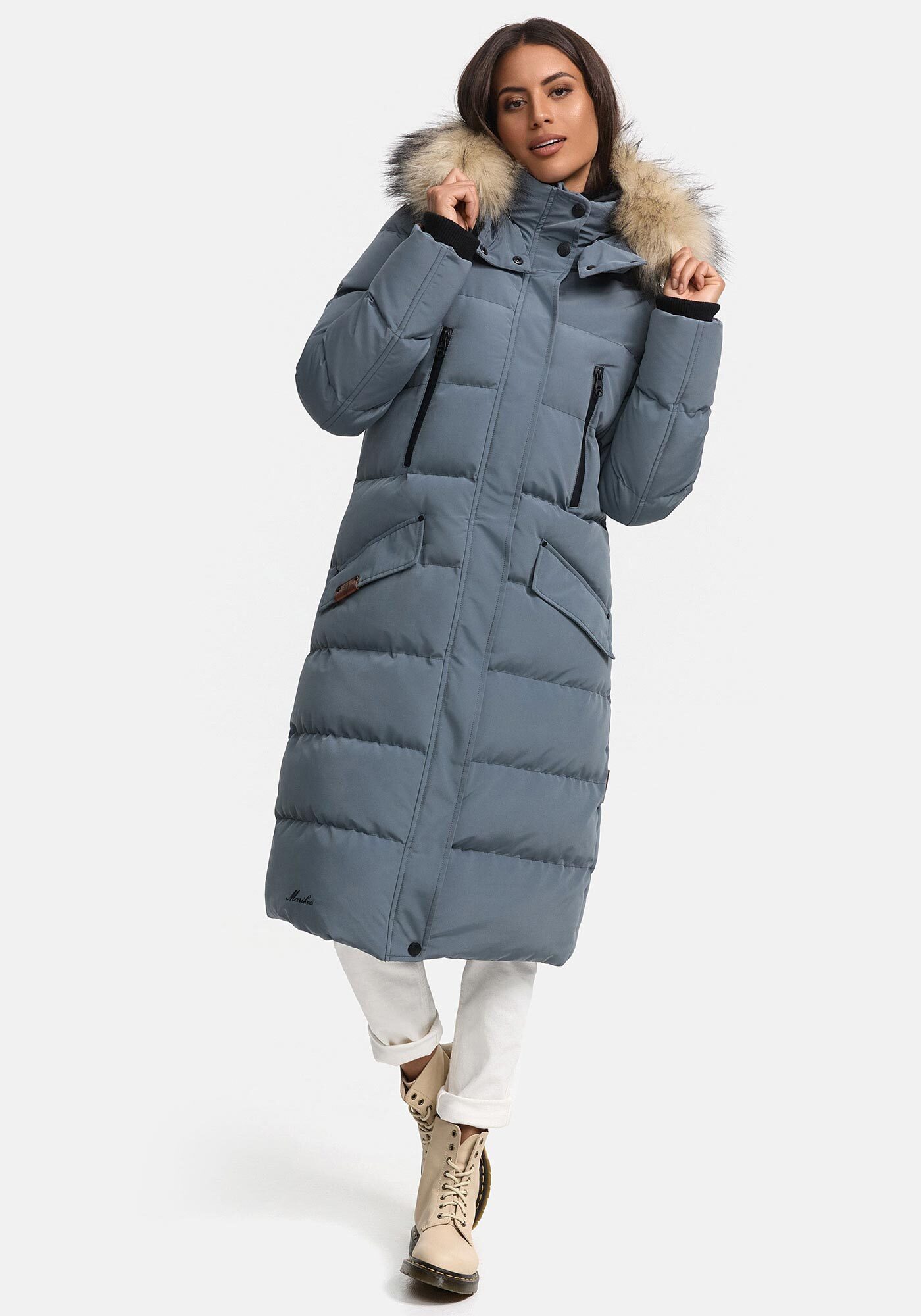 Marikoo Parka Schneesternchen langer Parka mit abnehmbarer Kapuze