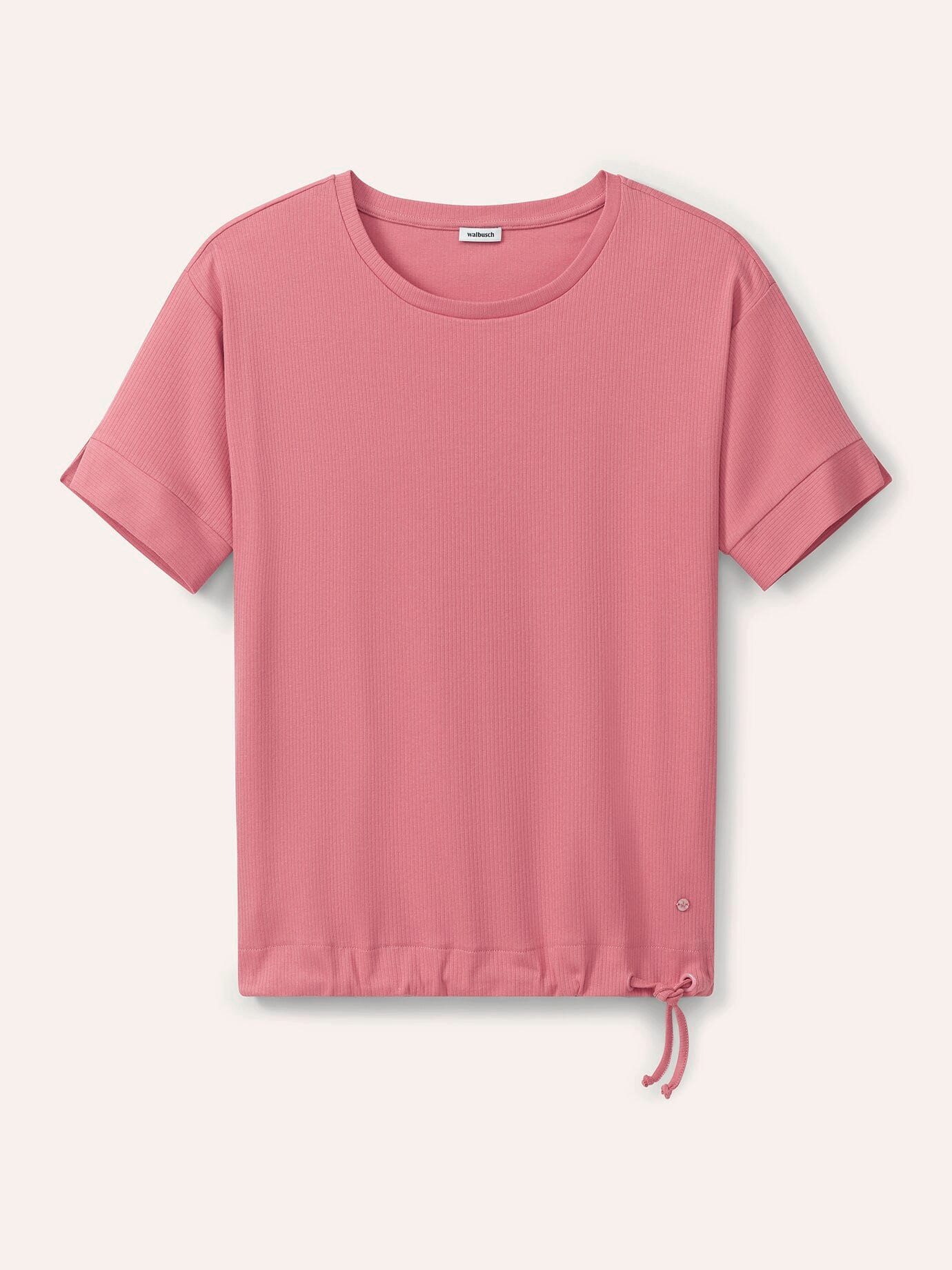 Walbusch Blouson Damen Blousonshirt Rippenstruktur Rundhals Halbarm Baumwolle, Rundhals, modisch