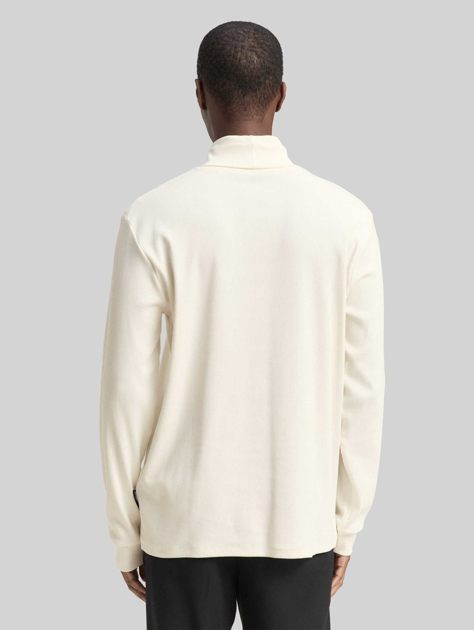 TOM TAILOR Denim Langarmshirt T-Shirt Rollkragenshirt mit Rippstruktur