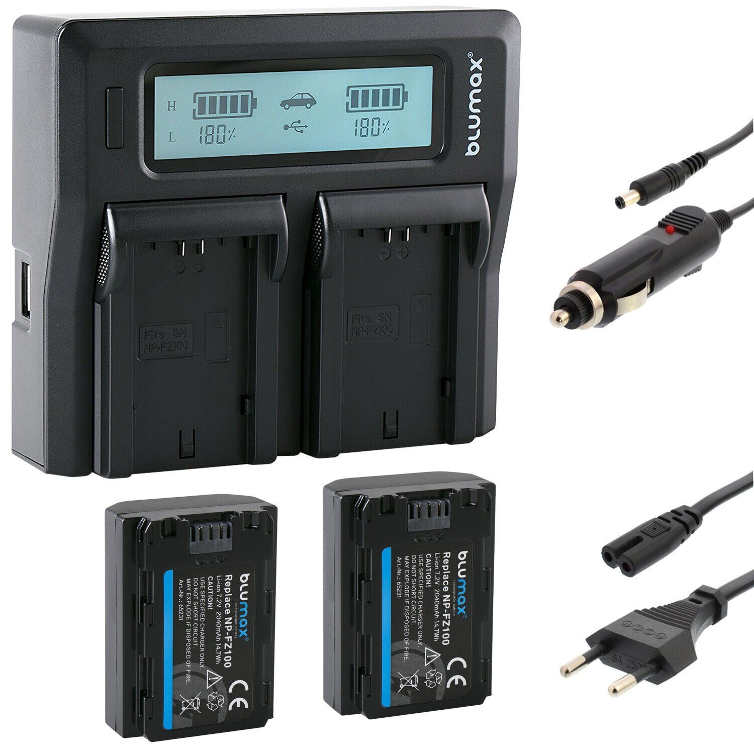 Blumax Set mit Lader für Sony NP-FZ100 6600 2040 mAh Kamera-Akku
