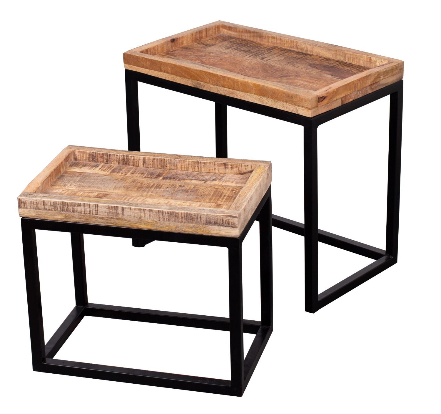 bene living Beistelltisch Lecce - 2er Set - Mangoholz natur, Massivholz - M günstig online kaufen