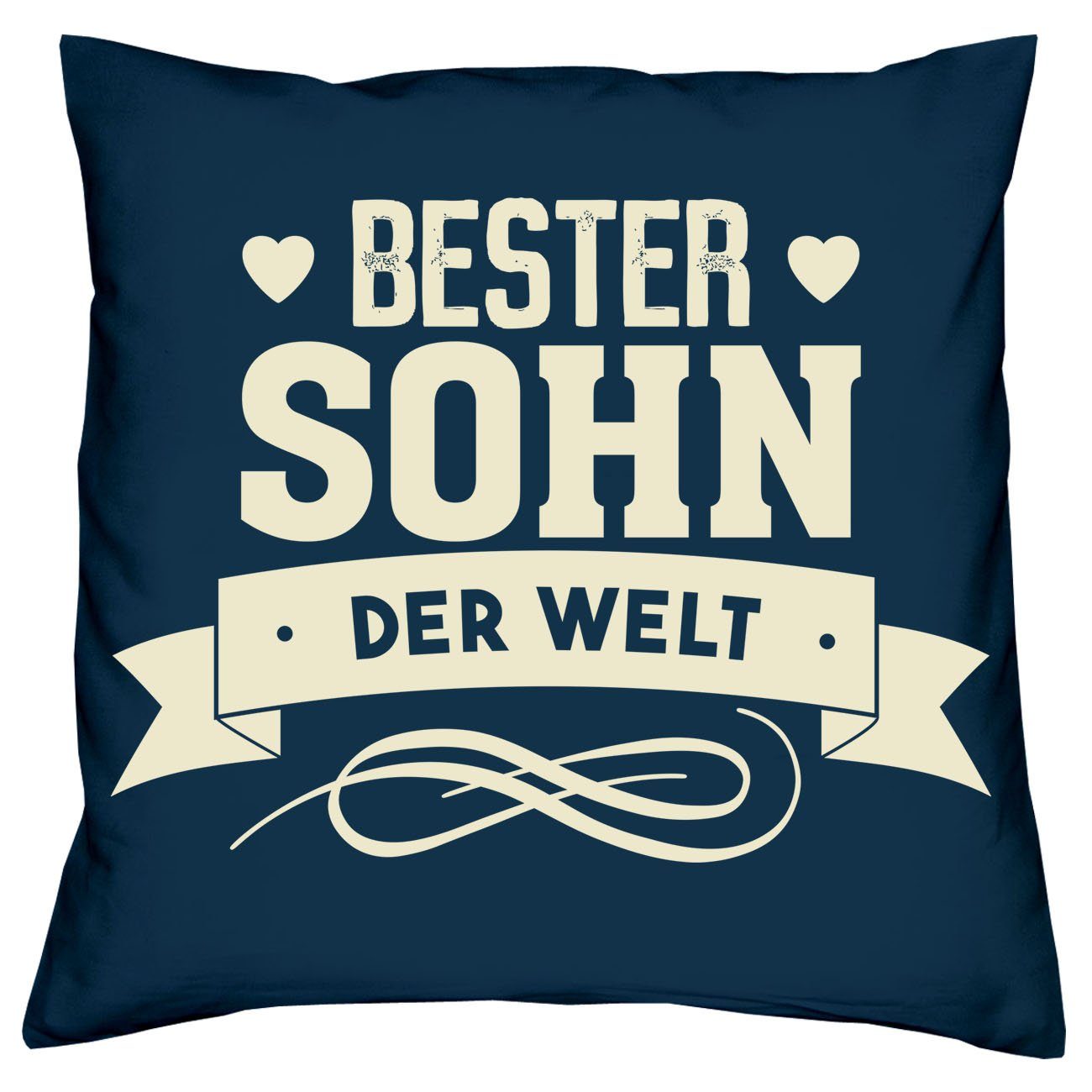 Soreso® Dekokissen (Made in Deutschland) Kissen, Kissenhülle Bezug, Set Sohn navy-blau Langlebiger Sofakissen, Liebesbeweis Schlafzimmer, Geschenke mit Farben Partner, mit 40x40cm, für Wohnzimmer, Deko-Kissen Baumwoll Dekoratives für Zierkissen Füllung, Druck, Küche, Waschechte