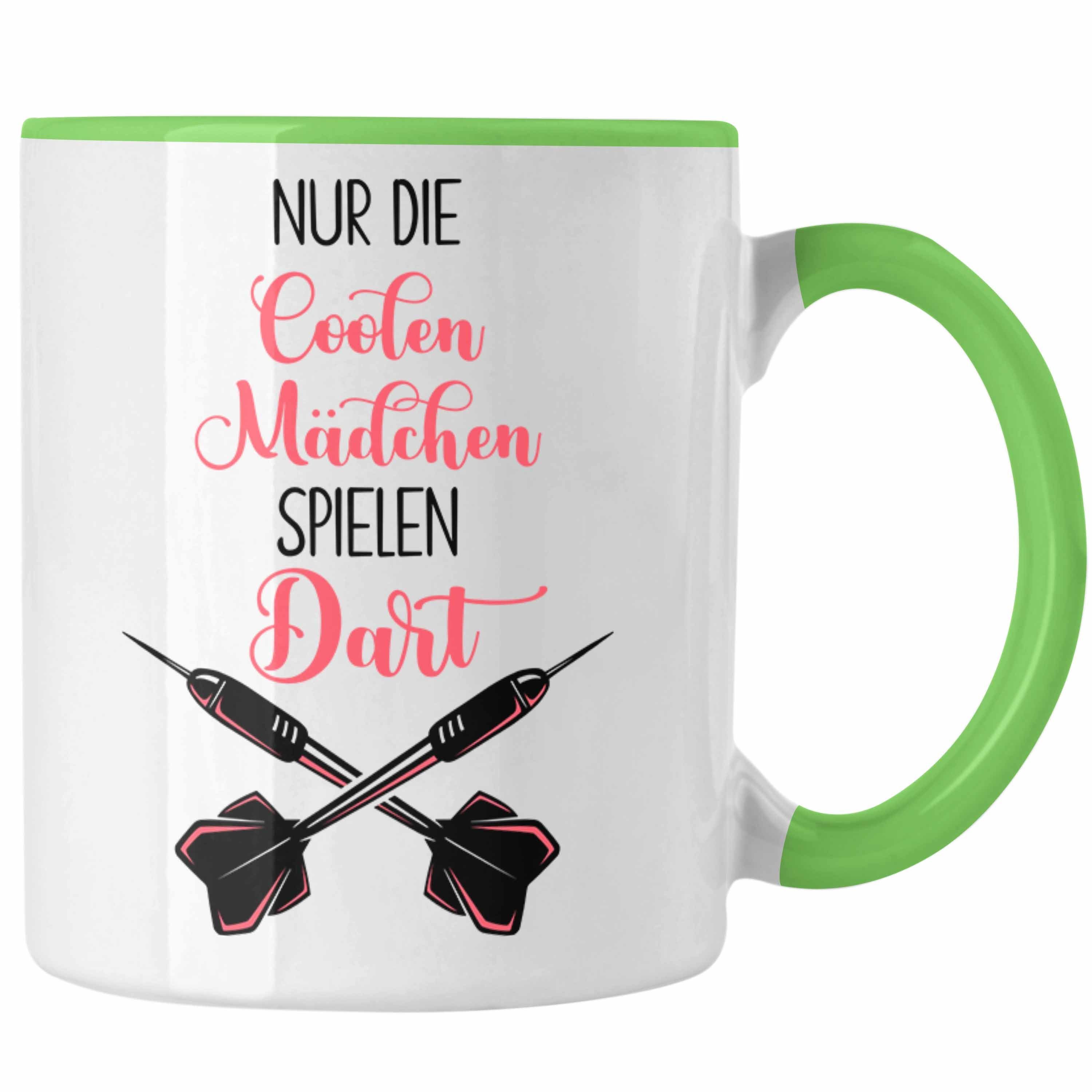 Trendation Tasse Nur Die Coolen Mädchen Spielen Dart Tasse Geschenk Frauen Darts-Spiel Grün