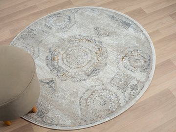 Teppich My Kazak, Myflair Möbel & Accessoires, rund, Höhe: 10 mm, Kurzflor, Retro-Style, besonders weich durch Microfaser