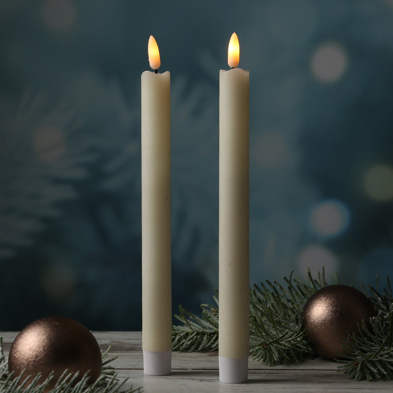 MARELIDA LED-Kerze LED Палка свечи Tafelkerzen Dinner Spitzkerzen rustikal 25cm creme 2St (2-tlg)