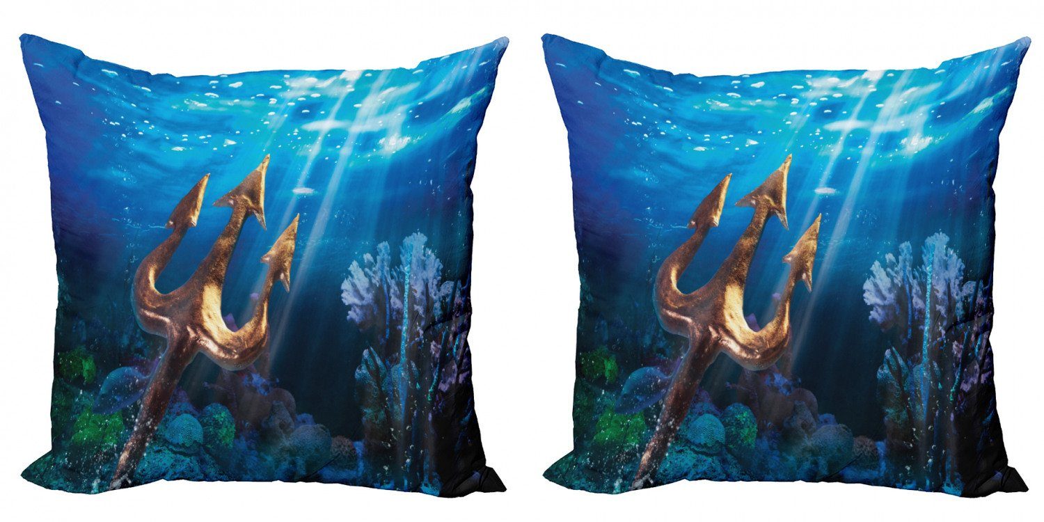 Doppelseitiger Unterwasser Stück), Kissenbezüge Modern Neptun Abakuhaus Trident Digitaldruck, (2 Accent