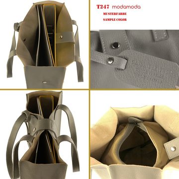 modamoda de Schultertasche T247, Echtleder Handmade in Italy