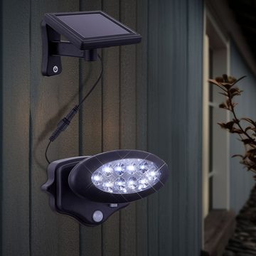 etc-shop LED Wandstrahler, LED-Leuchtmittel fest verbaut, Wandleuchte mit Bewegungsmelder Außen Solarleuchte LED