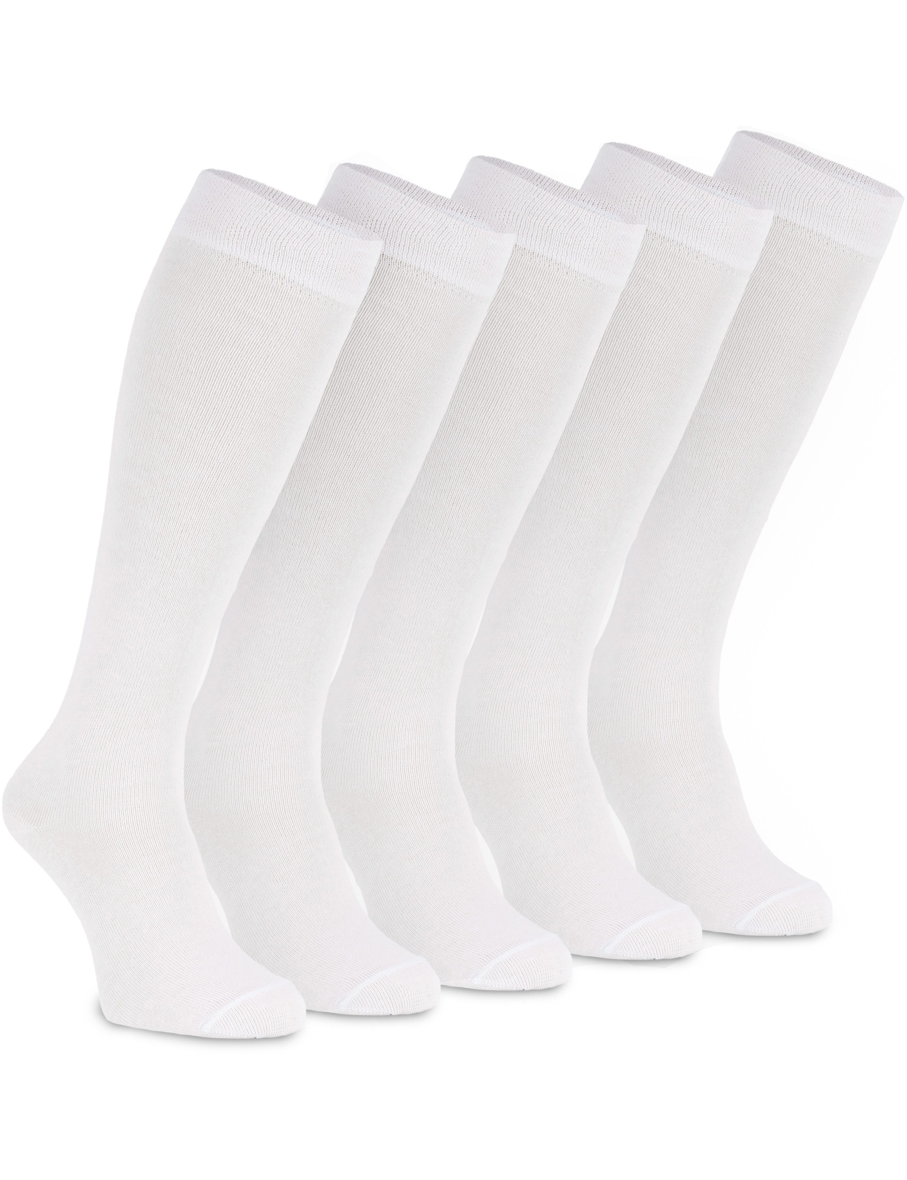 OCERA Kniestrümpfe 5 Paar für Damen & Herren (unisex) in verschiedenen Farben Weiß 43/46 (5-Paar)