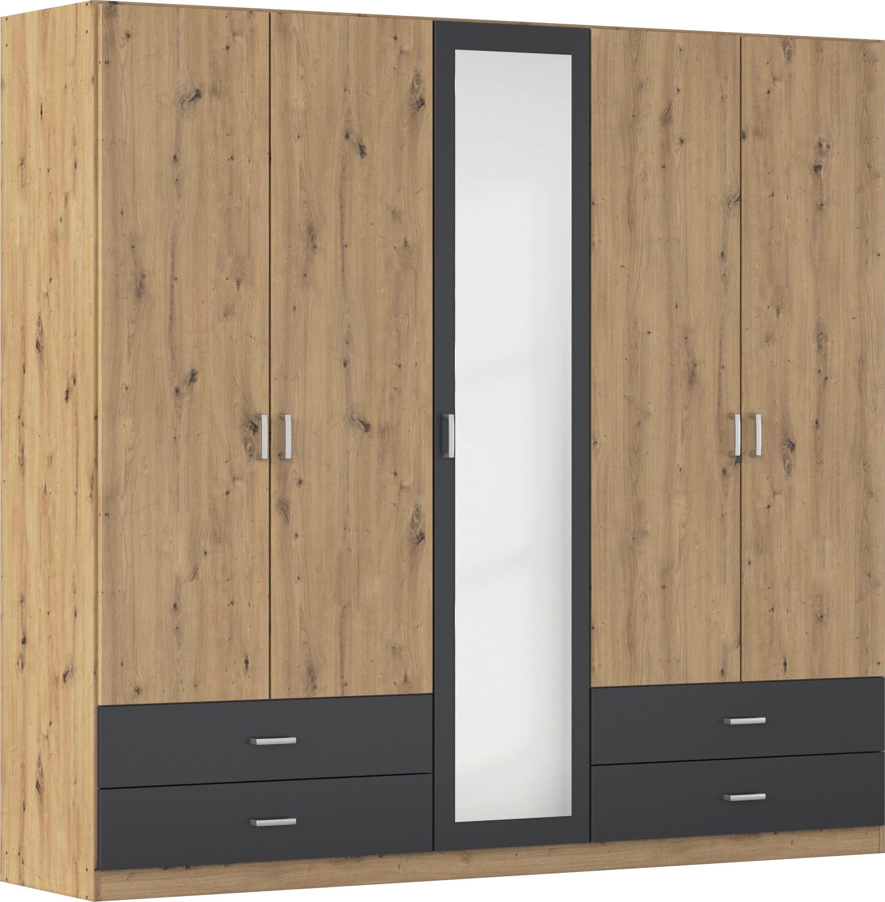 rauch Drehtürenschrank Kleiderschrank Schrank Garderobe Wäscheschrank BORBONA (Breiten 226/271 cm, Höhe 210 cm) in 2 Breiten, mit Spiegel und vielen Farbkombinationen MADE IN GERMANY
