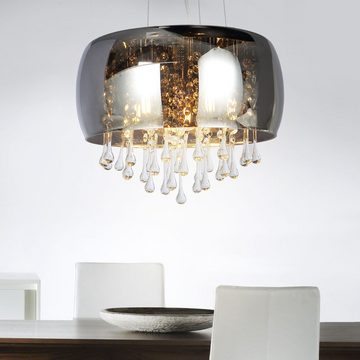 Globo Pendelleuchte, Leuchtmittel inklusive, Warmweiß, LED Pendelleuchte Wohnzimmerlampe Metall Chrom Glas 5 Flammig D 35 cm