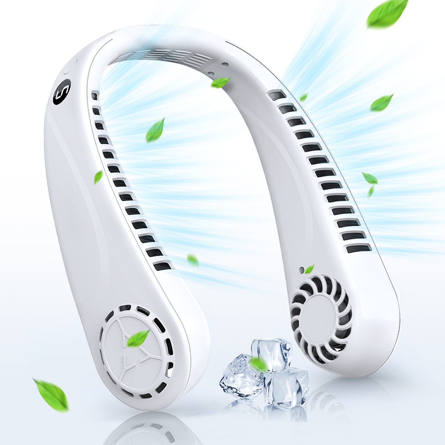 Senmudi Mini USB-Ventilator Nackenventilator Hals Ventilator 3000mAh Wiederaufladbarer Ventilator, 5-Gang-LCD-Digitalanzeige, Tragbarer Leiser Ventilator