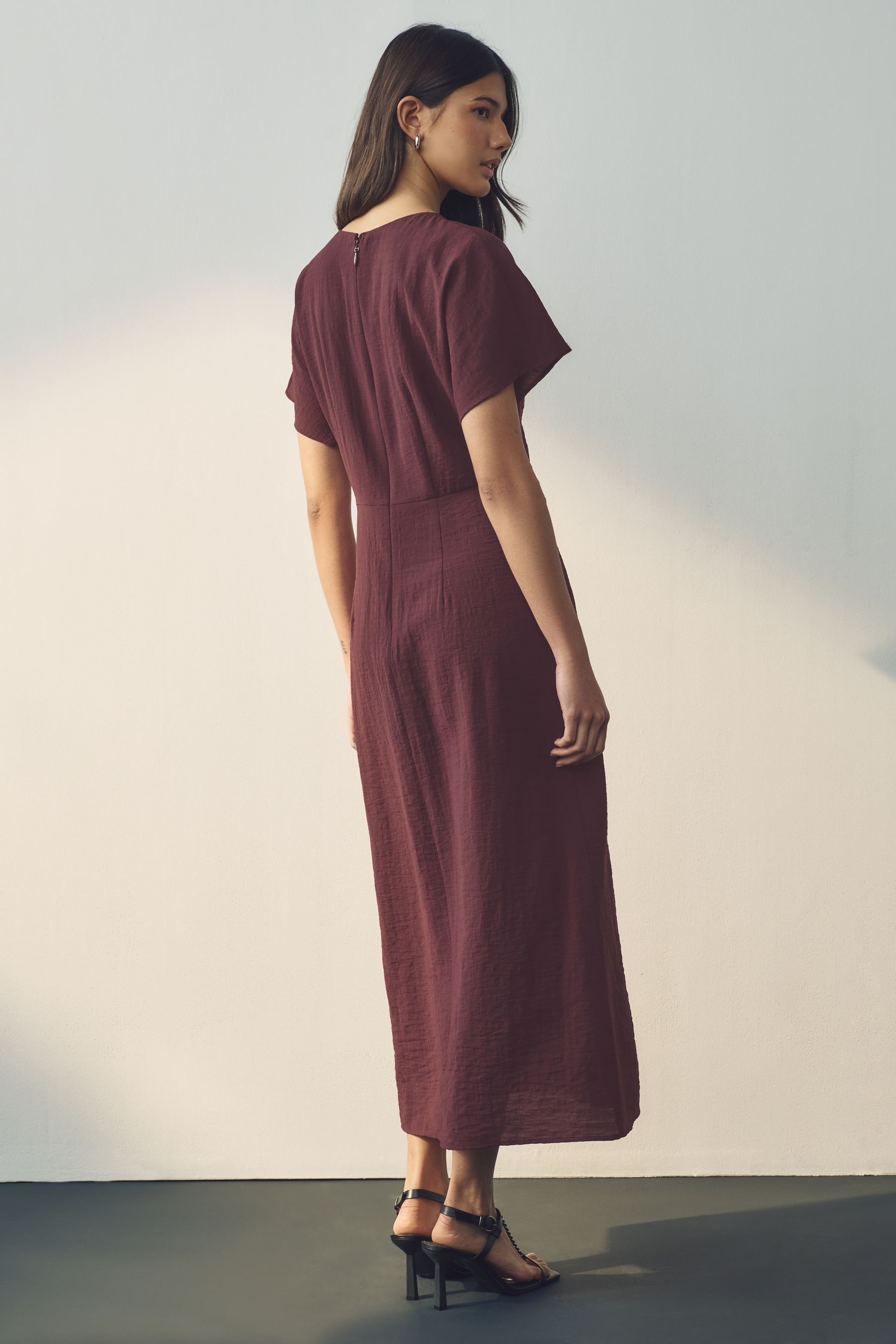 Next Midikleid Kurzärmeiges Midikleid mit Drapierung günstig online kaufen