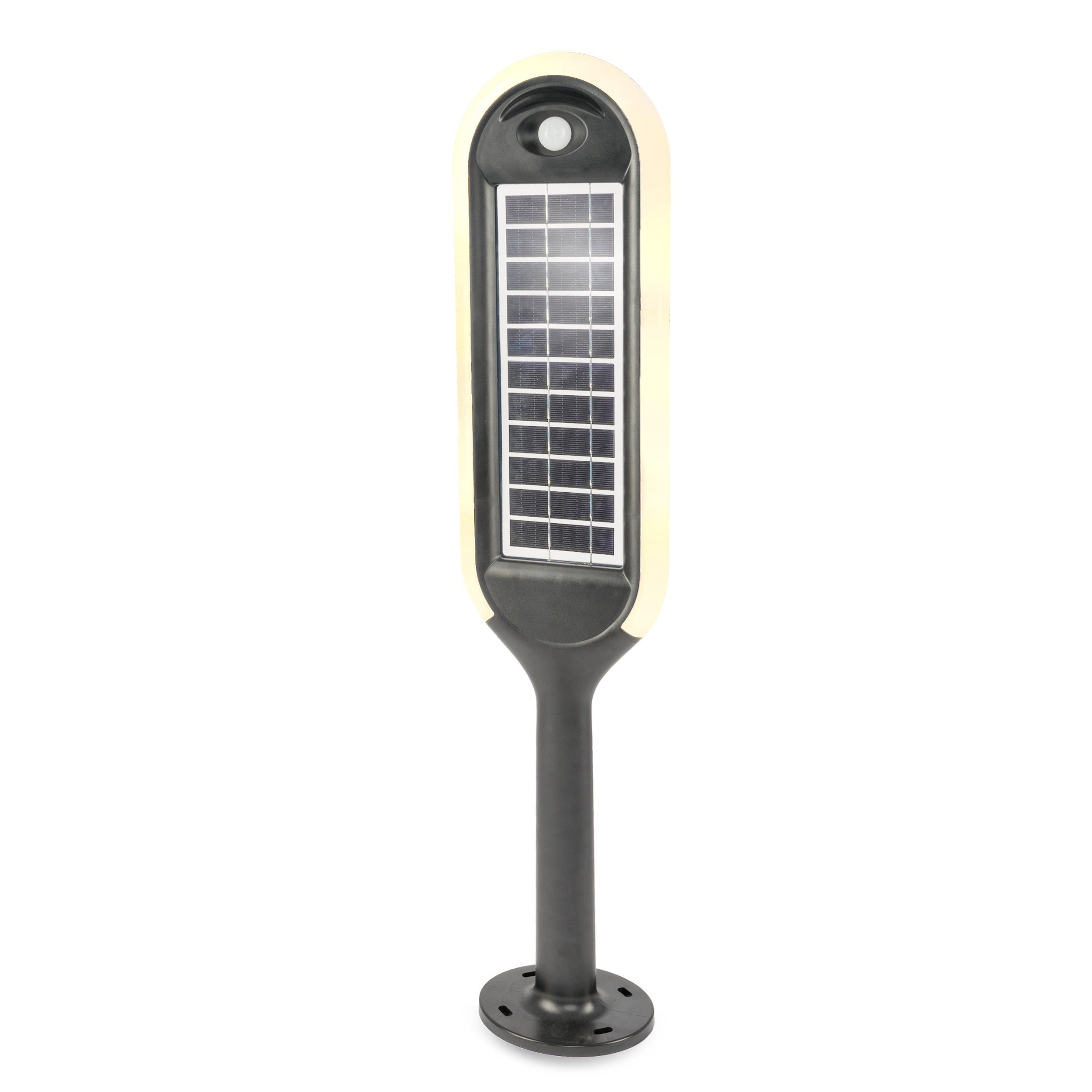 esotec LED Solarleuchte PIR Standleuchte beidseitiges Solarmodul H70cm 98LEDs 3000K 102272, LED fest integriert