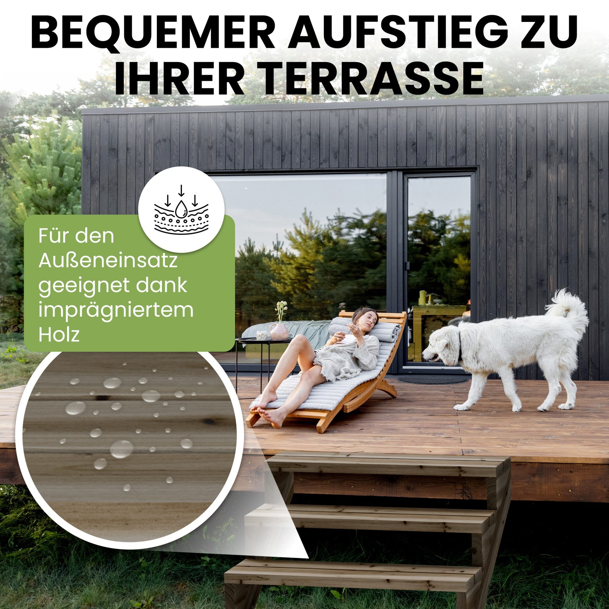 Gartenwelt Riegelsberger Außentreppe Terrassentreppe Kiefer kesseldruckimprägniert Treppe mit Stufen Wangen – Bild 4 von 5