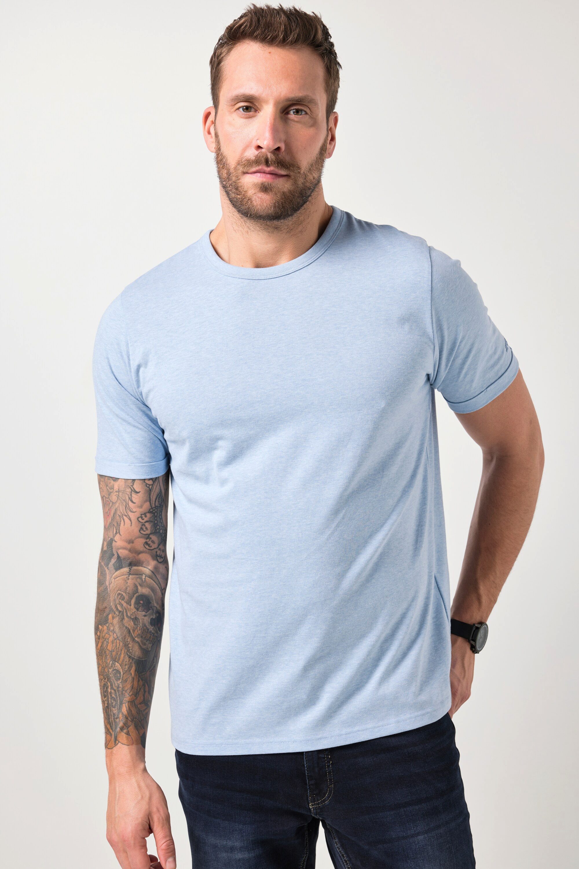 T-Shirt T-Shirt Halbarm Melange-Jersey bis 8 XL