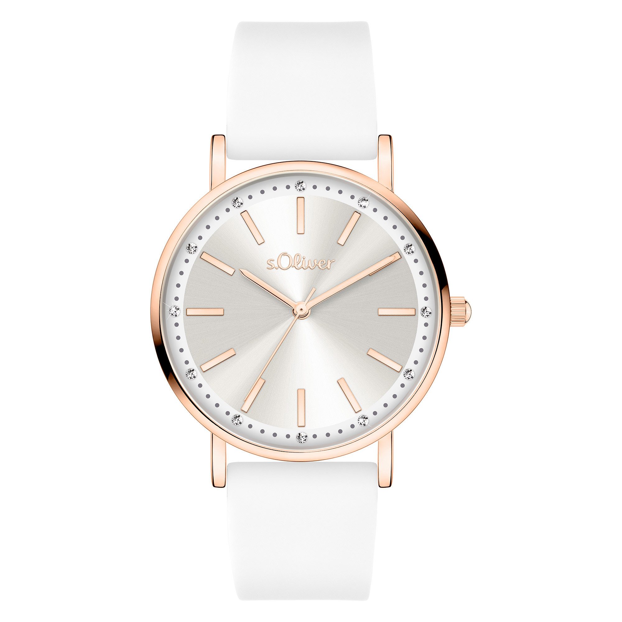 s.Oliver Quarzuhr Modern Statement SO-4483-PQ, Armbanduhr, Damenuhr, Silikonarmband, analog