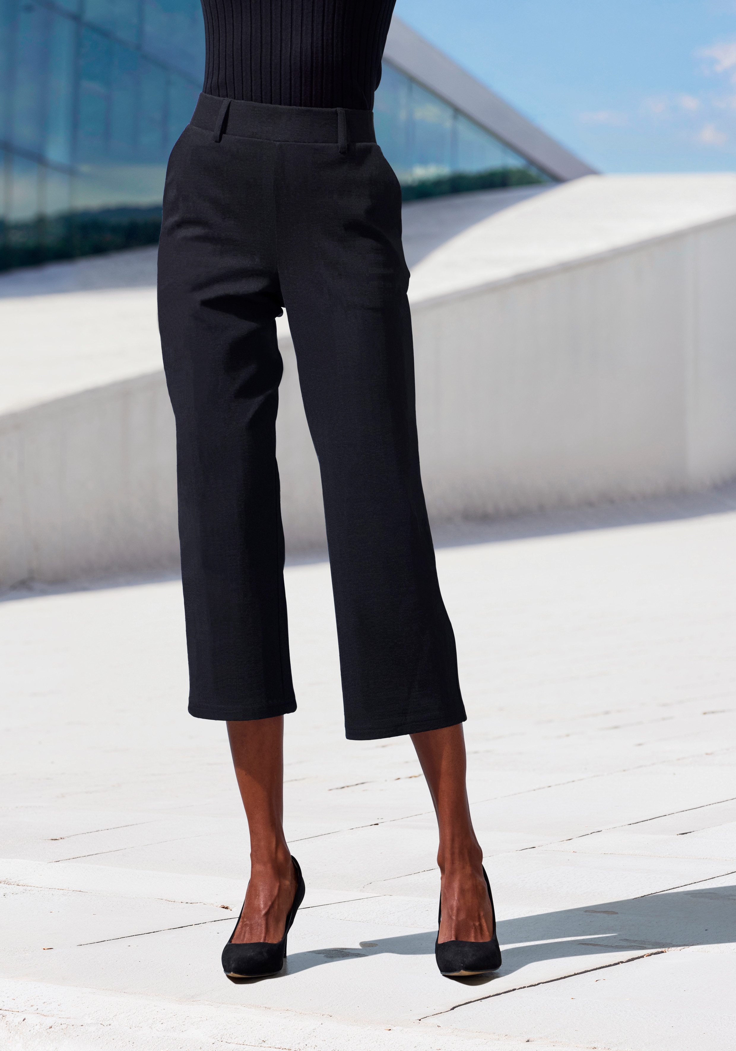LASCANA Culotte mit Jacquard Strickmuster oder uni schwarz