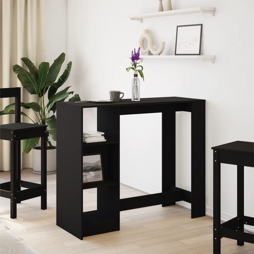 vidaXL Esstisch Bartisch mit Regal Schwarz günstig online kaufen