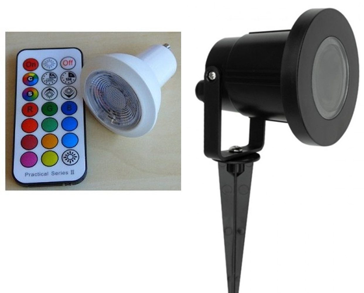 XENON LED Dekolicht 2235 Gartenspot LED RGB+CCT Strahler + Fernb. + Timer, LED GU10 Mehrfarbig, Lichtideen / Mehrfarbig