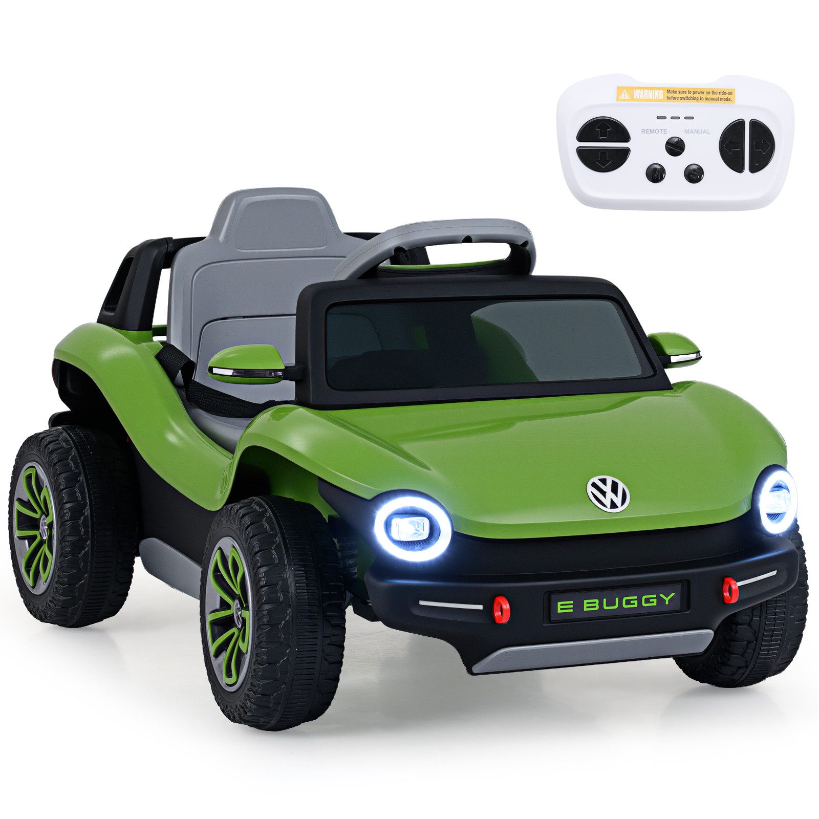 COSTWAY Elektro-Kinderauto, Belastbarkeit 30 kg, (1-tlg), 12V Kinderauto, VW Elektrofahrzeug mit Hupe, Musik, 2,5-4 km/h