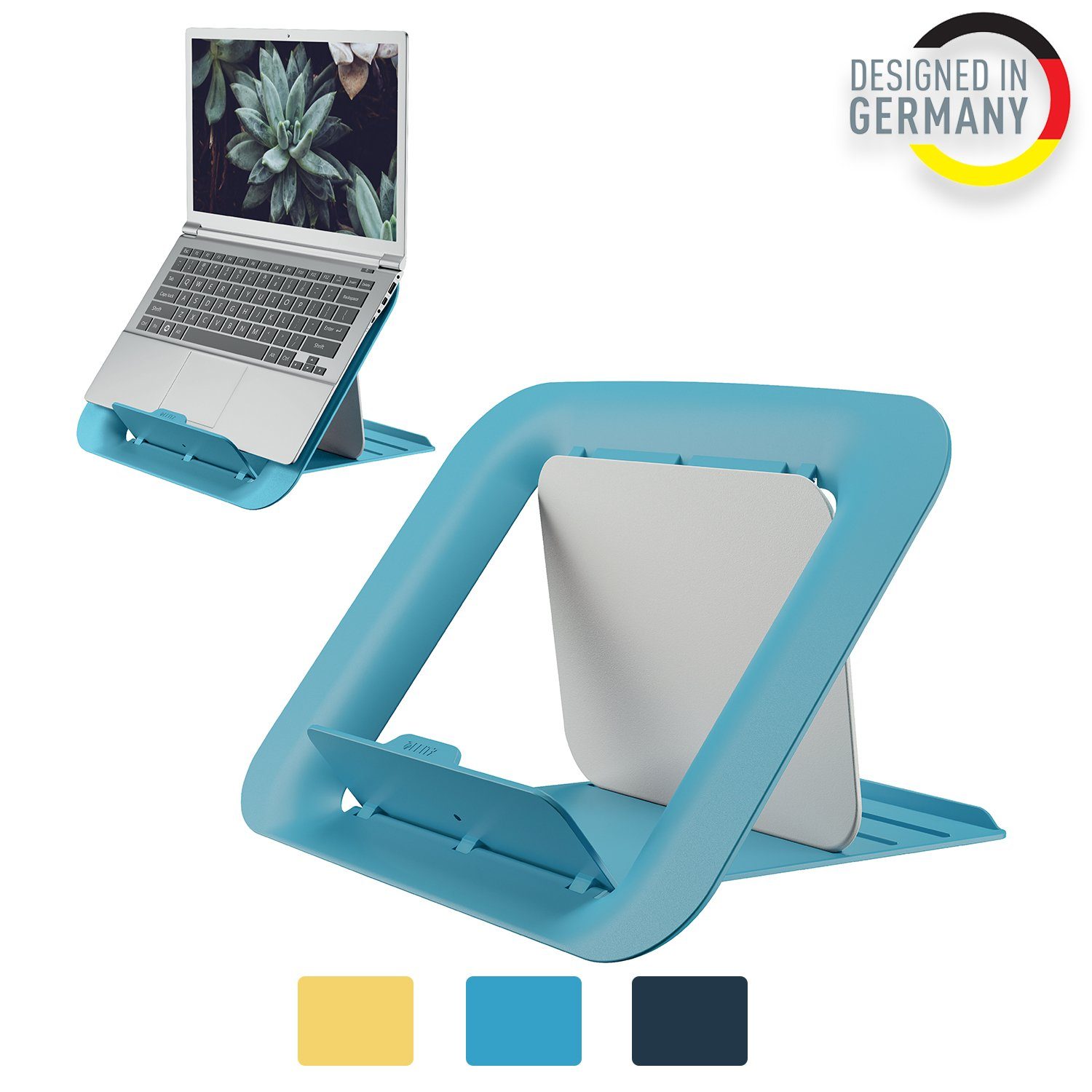 LEITZ Cosy Laptop Aufsteller Laptop-Ständer, (bis 17 Zoll, höhenverstellbar 162mm bis 195mm, zusammenklappbar) blau