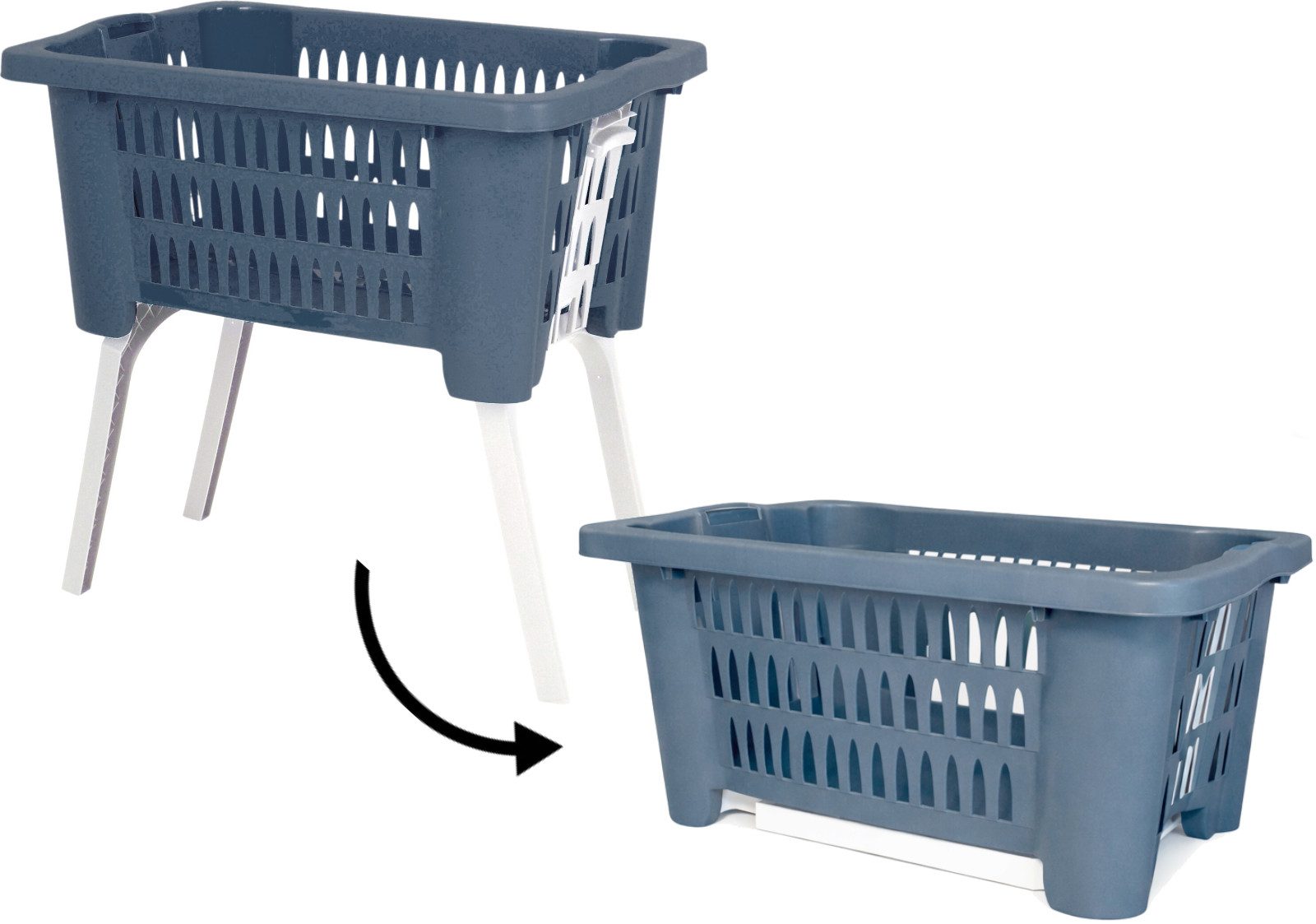 Koopman Wäschekorb Wäschewanne Kunststoff Klappbar Blau / Grün / Grau (1 St günstig online kaufen
