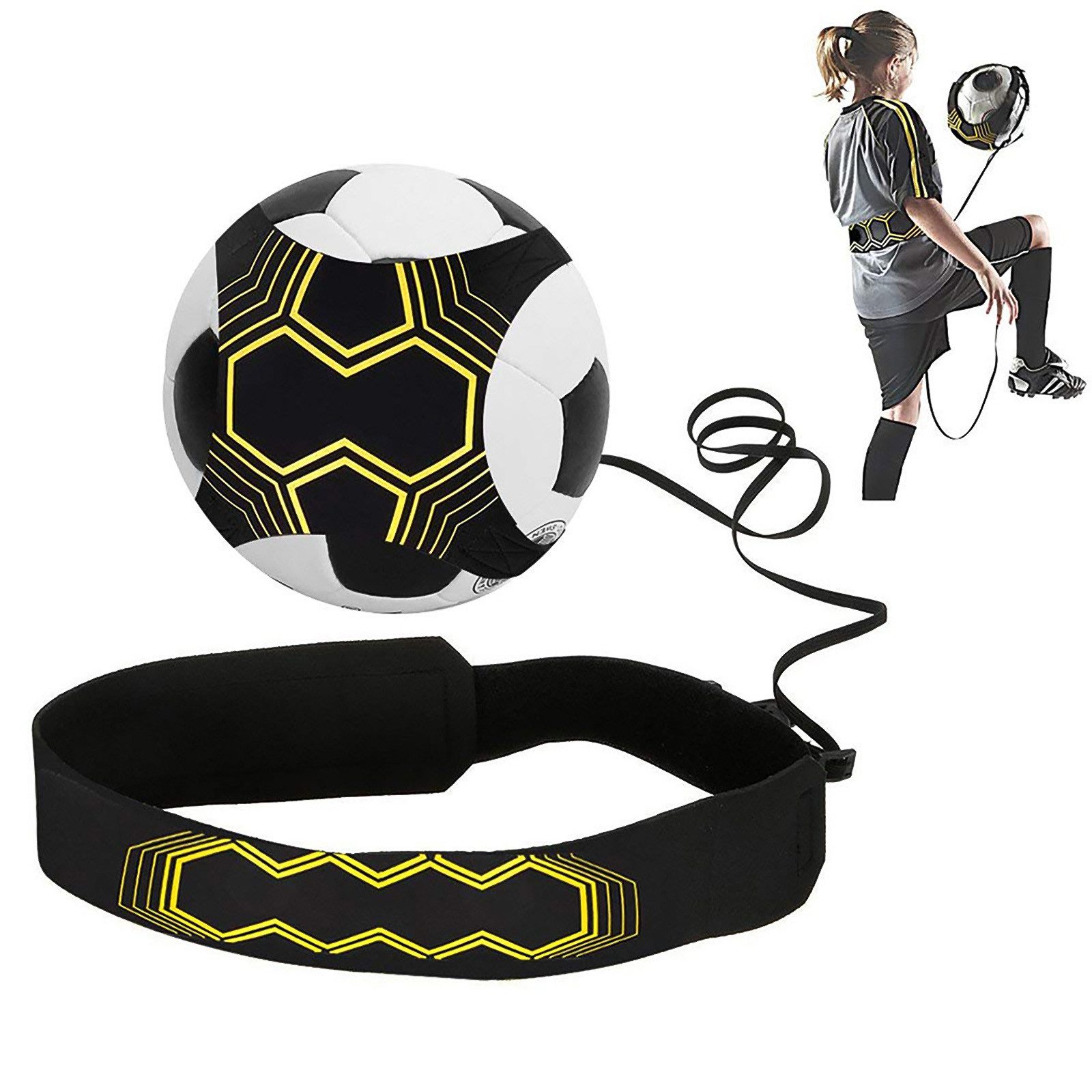 BlingBin Trainingshilfe Fußball Kick Trainer, Einstellbare Fußball Training Taille Gürtel, Fußball Praxis Ausrüstung Geeignet für Fußbälle der Größen 3, 4 und 5