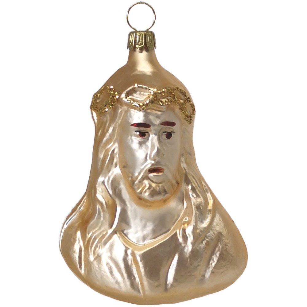 Schatzhauser Christbaumschmuck Jesus mundgeblasen, matt, (1-tlg), handbemalt messinggold 9cm