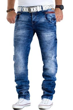 Cipo & Baxx Slim-fit-Jeans BA-CD394 Stonewashed Freizeithose Casual jeans mit zusätzlichen Reißverschlüssen