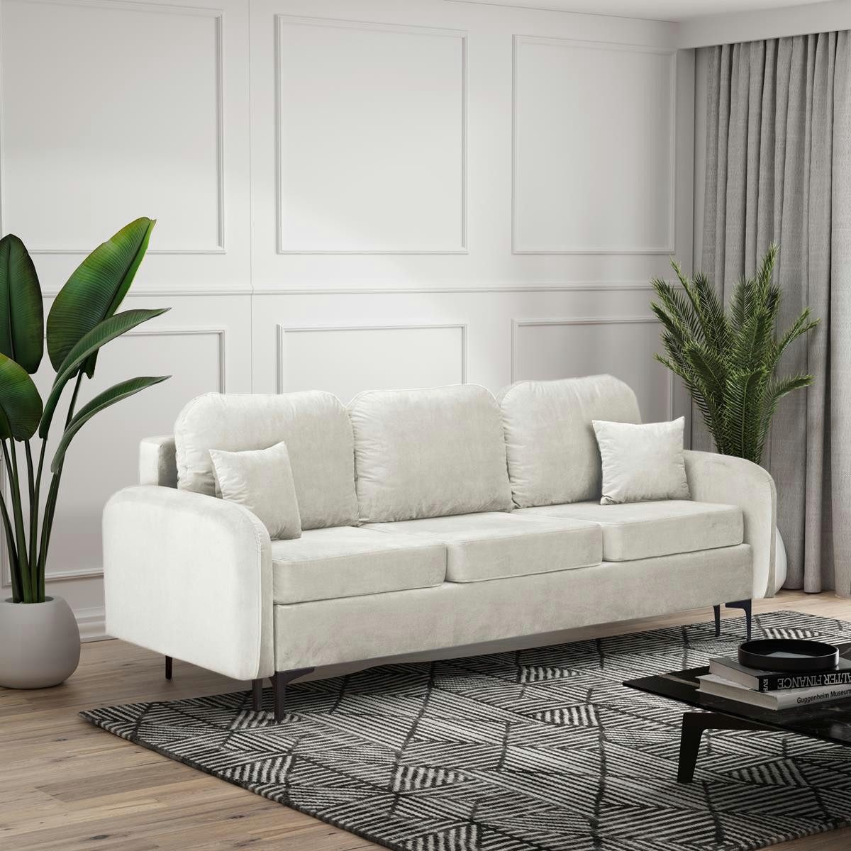 Compleo Schlafsofa 228 cm breit BELLA, Klassisch design, Metallfüße