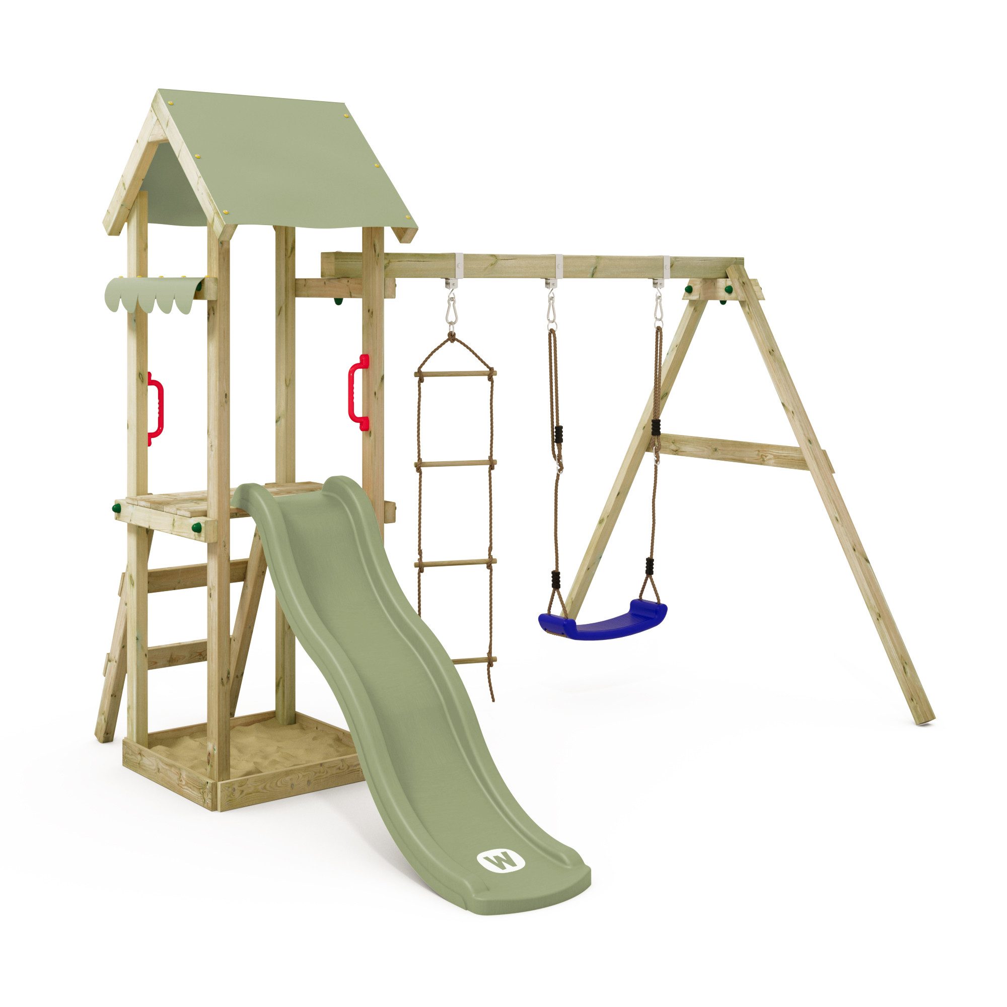 Wickey Spielturm TinyCabin - Klettergerüst mit Schaukel & Rutsche für Kleinkinder, Garten - Kletterturm mit 10 Jahren Garantie*
