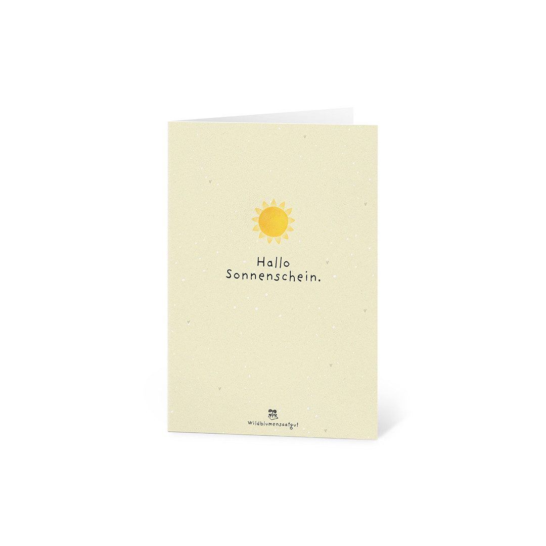 Die Stadtgärtner Grußkarte Wachsende Grußkarte mit Saatgut, Hallo Sonnenschein, Zum Einpflanzen, mit Wildblumensamen, innen unbedruckt