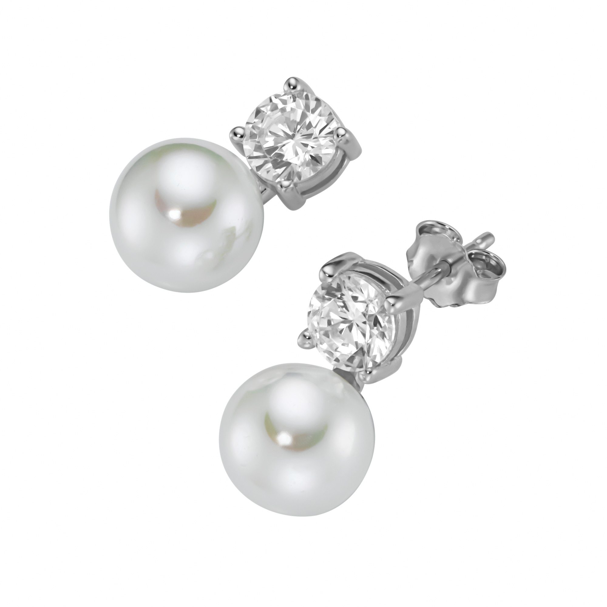 Firetti Paar Ohrstecker Schmuck Geschenk Silber 925 Ohrschmuck Ohrringe, mit Zirkonia (synth) - mit Muschelkernperle