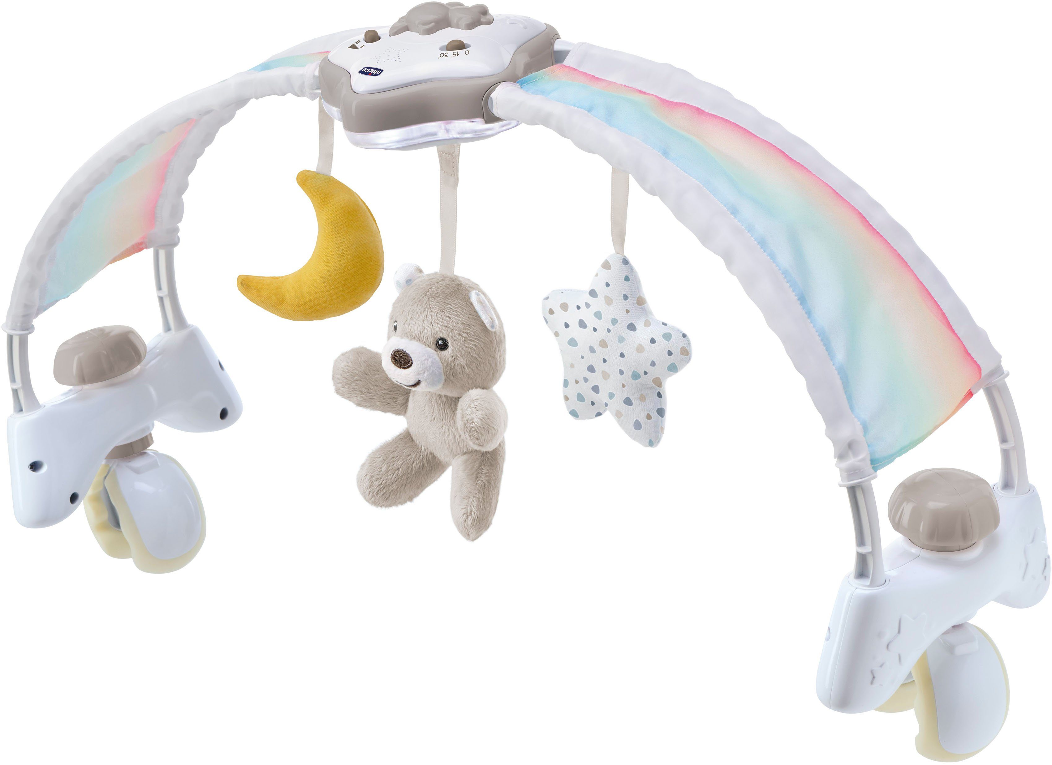 Chicco Spielbogen Regenbogen-Spielbogen für Kinderbett 2 In 1, mit Licht und Melodien, Neutral