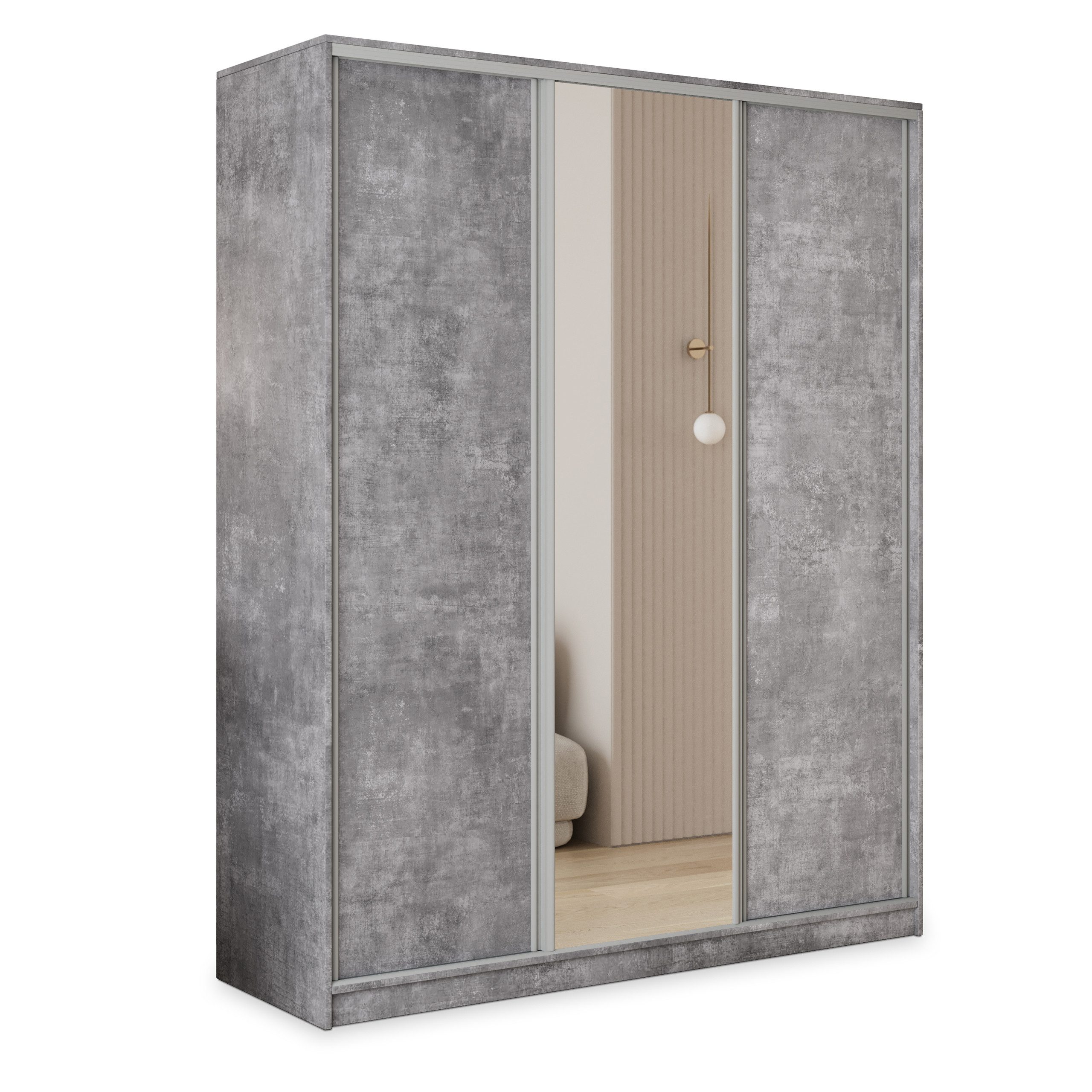 Masseno Schwebetürenschrank TARI Kleiderschrank mit Spiegel und Schubladen Schlafzimmerschrank