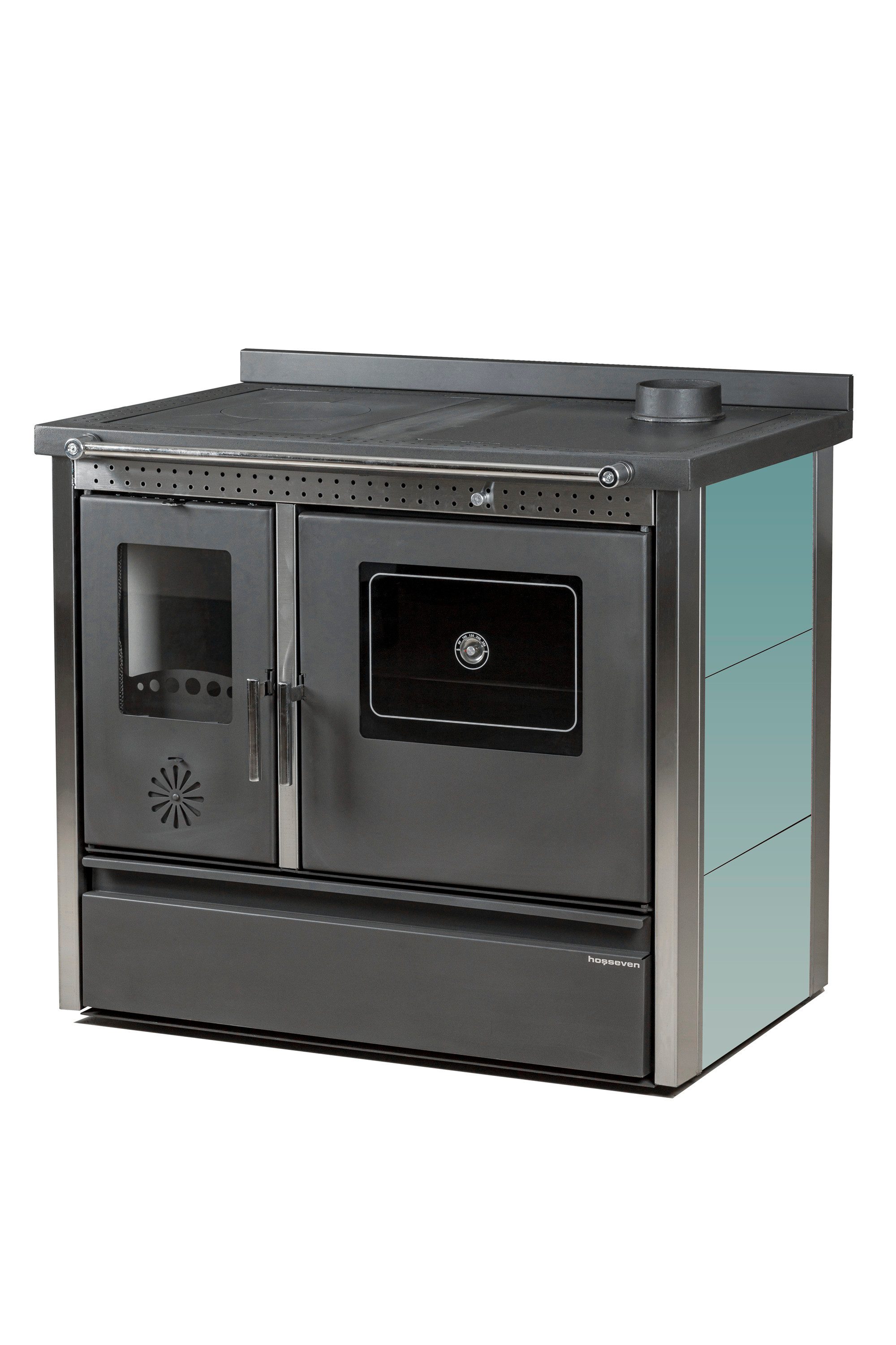 Hosseven Kaminofen 4050 Lotus Inox, 11,16 kW, Küchenofen, Holzofen, Schwedenofen, Küchenherd, Balkanofen