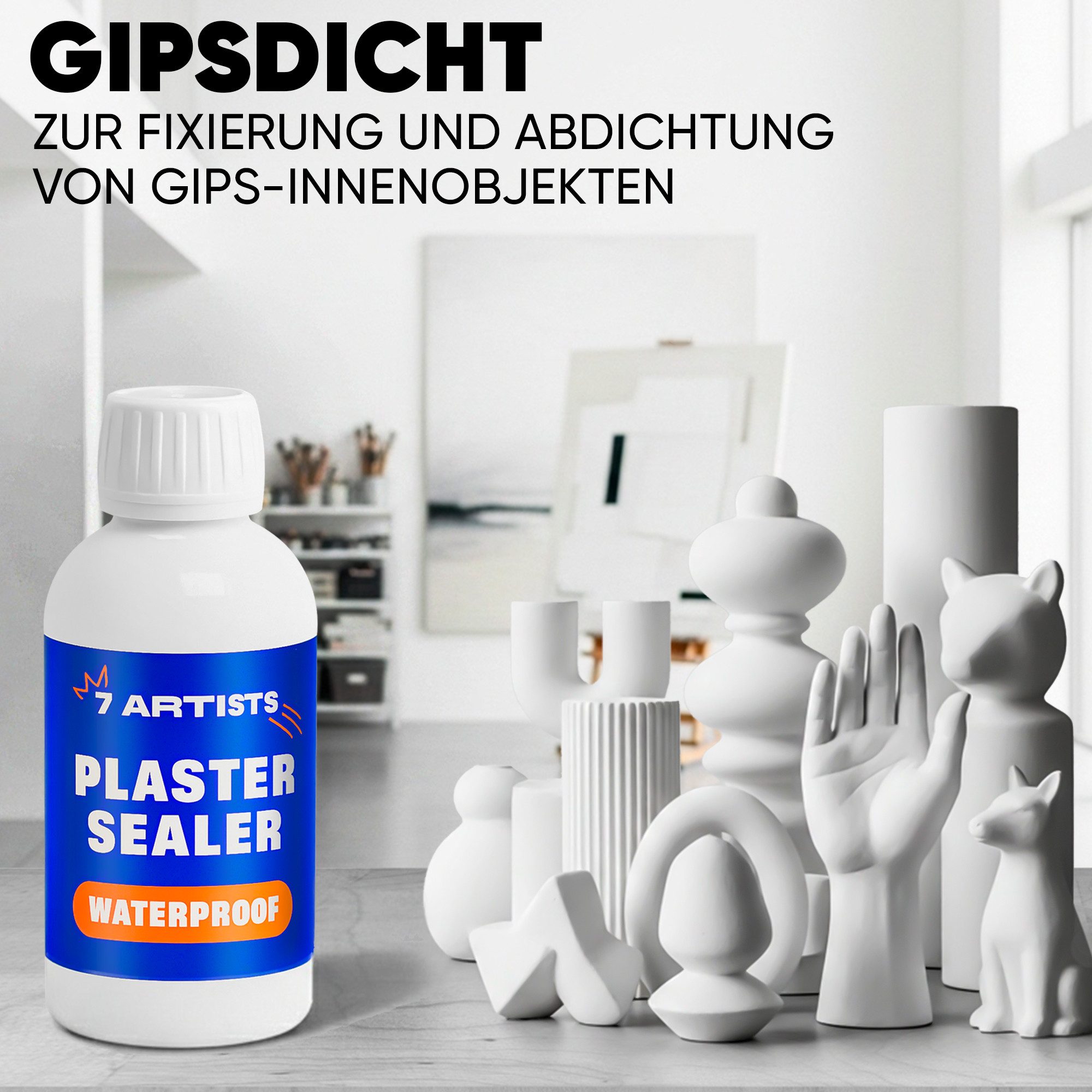 7 Artists Klarlack 7 Artists Gipsdicht - Gips Versiegelung Transparent für Gipsfiguren, 125 ml, 250 ml