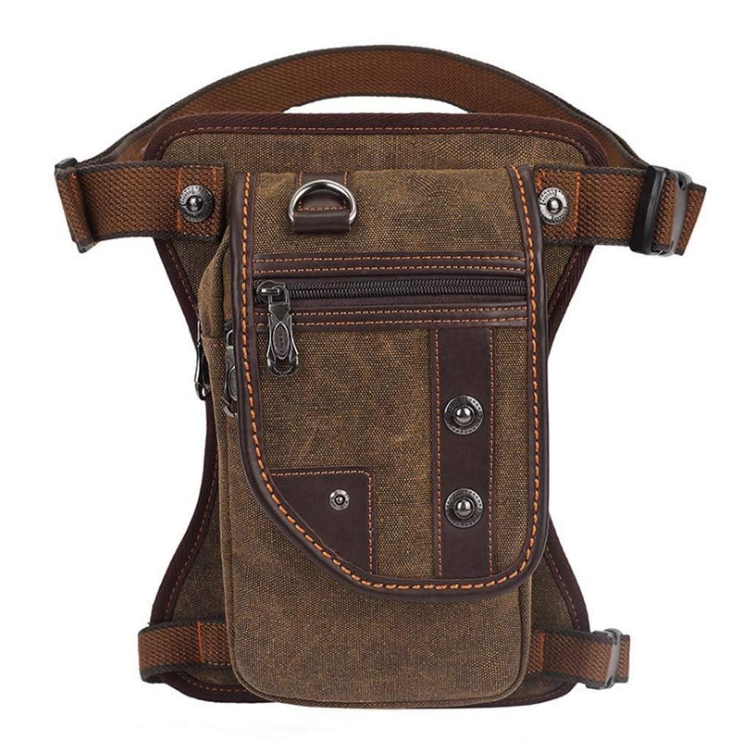 Beintasche Beintasche Motorrad Canvas Hüfttasche Bauchtasche Leg Bag Braun