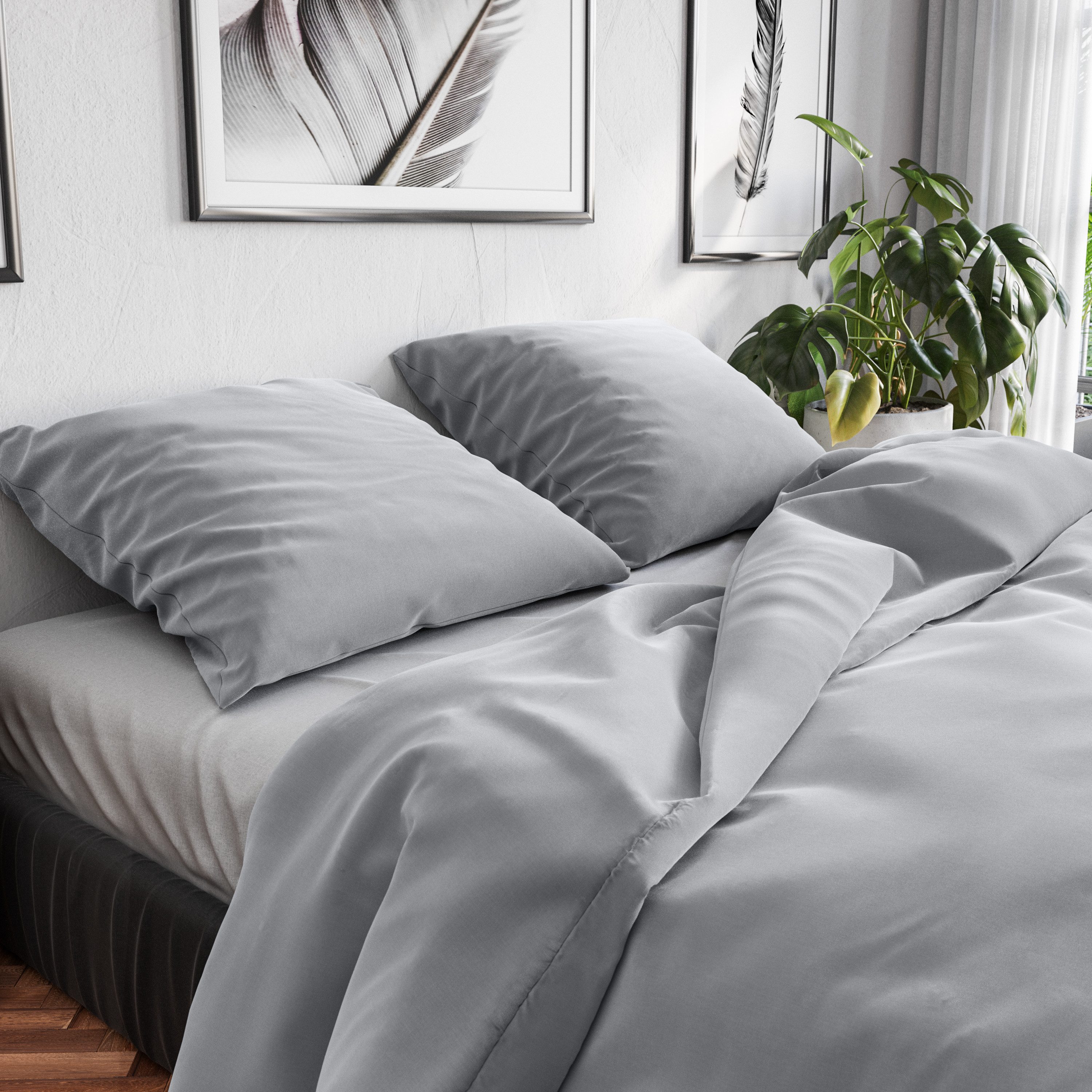 Wolkenfeld Bettwäsche Renforcé Bettwäsche Baumwolle - Natürlich weiches Schlafgefühl, Renforcé, 2 teilig, 135x200 cm, 155x220 & Übergrößen I inkl. Kissenbezüge 80x80 I uni