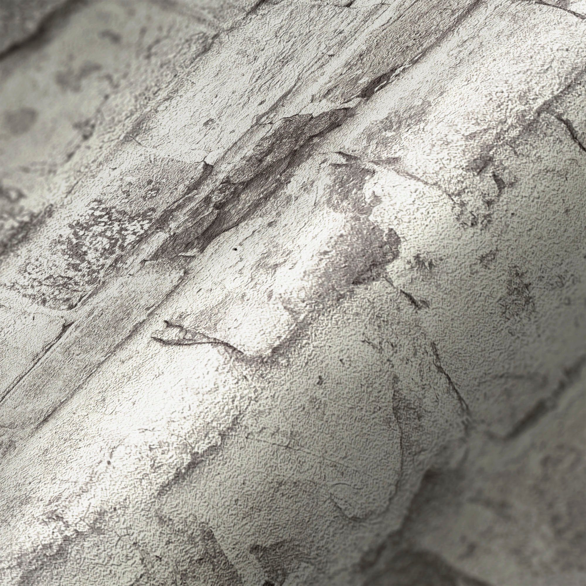 Stein leicht hellgrau/grau/weiß strukturiert, Bricks Vliestapete Steinoptik, (1 Tapete A.S. & Stones matt, St), Création