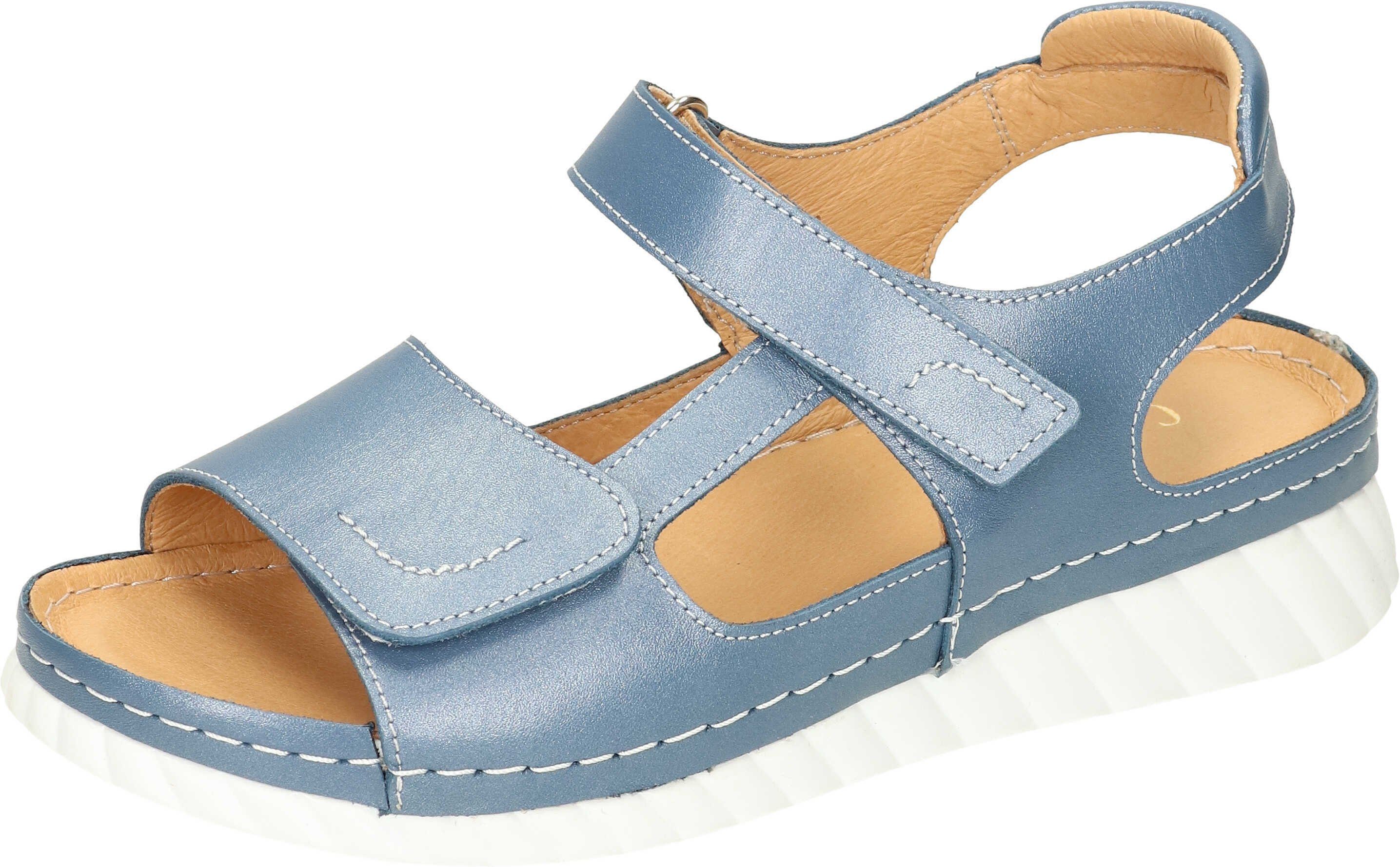 Comfortabel Sandaletten Sandalette aus echtem Leder blau