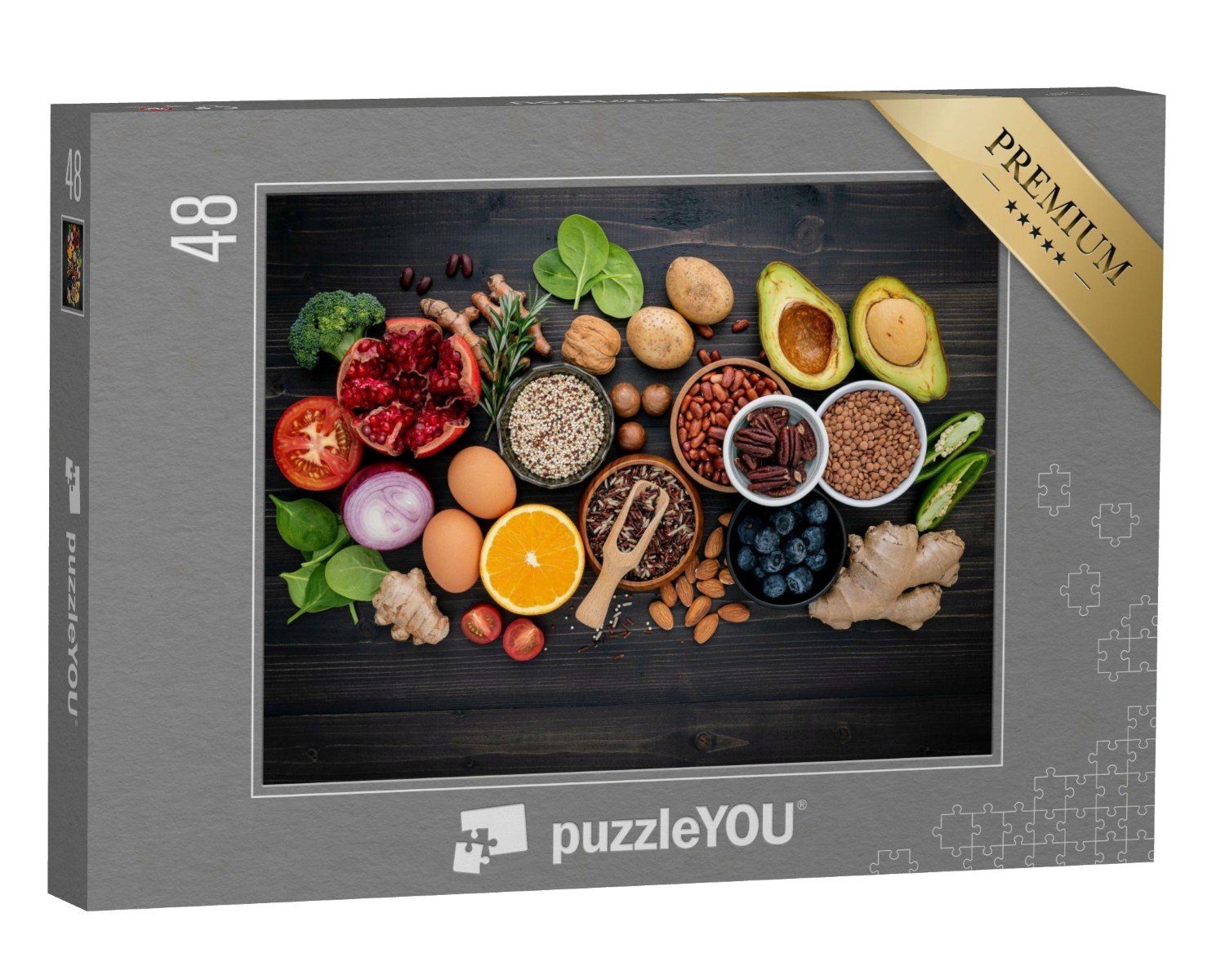 puzzleYOU Puzzle Eine Auswahl gesunder Lebensmittel, 48 Puzzleteile, puzzleYOU-Kollektionen Essen und Trinken