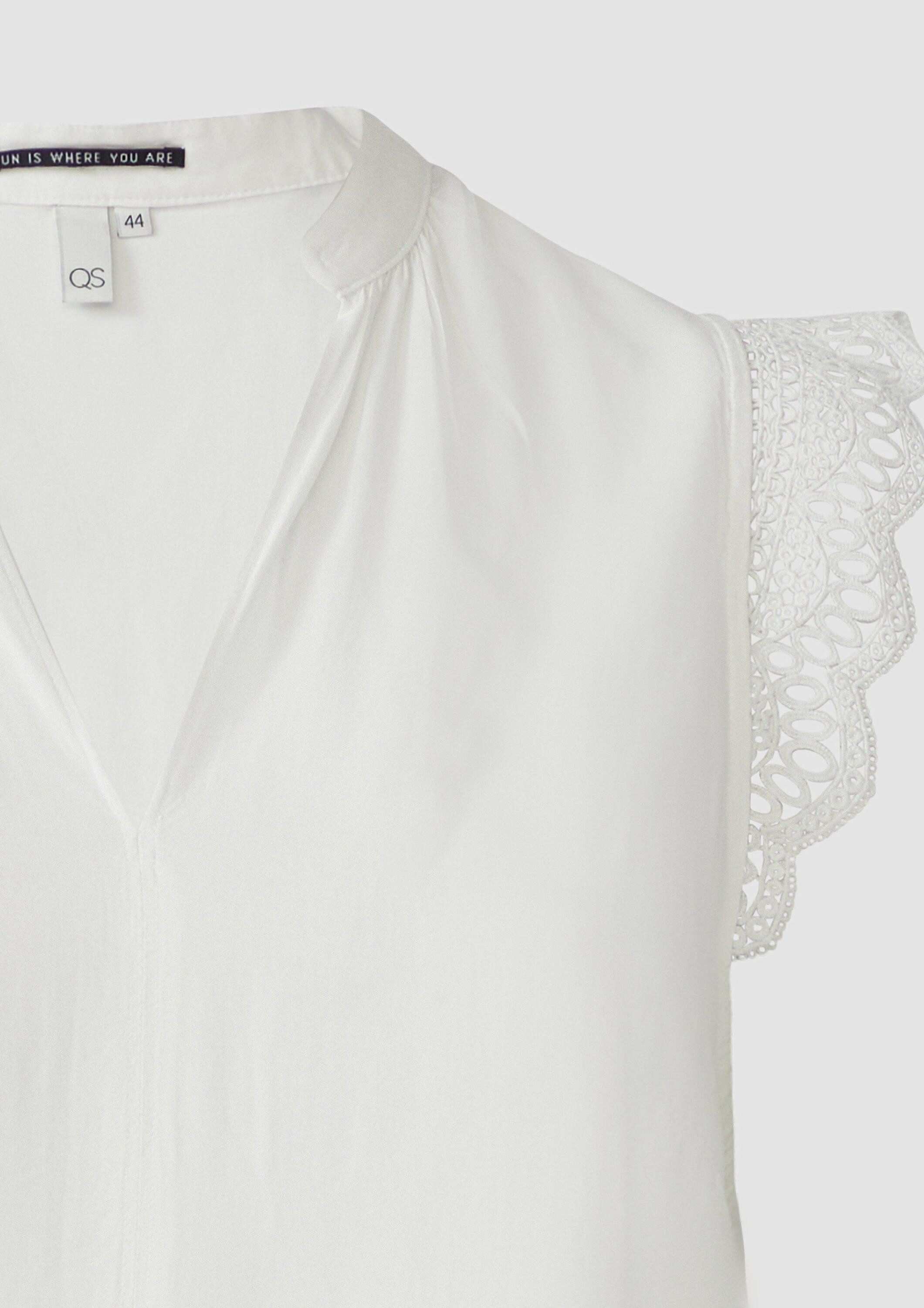 QS Blusentop Bluse Blusentop mit Spitzendetail
