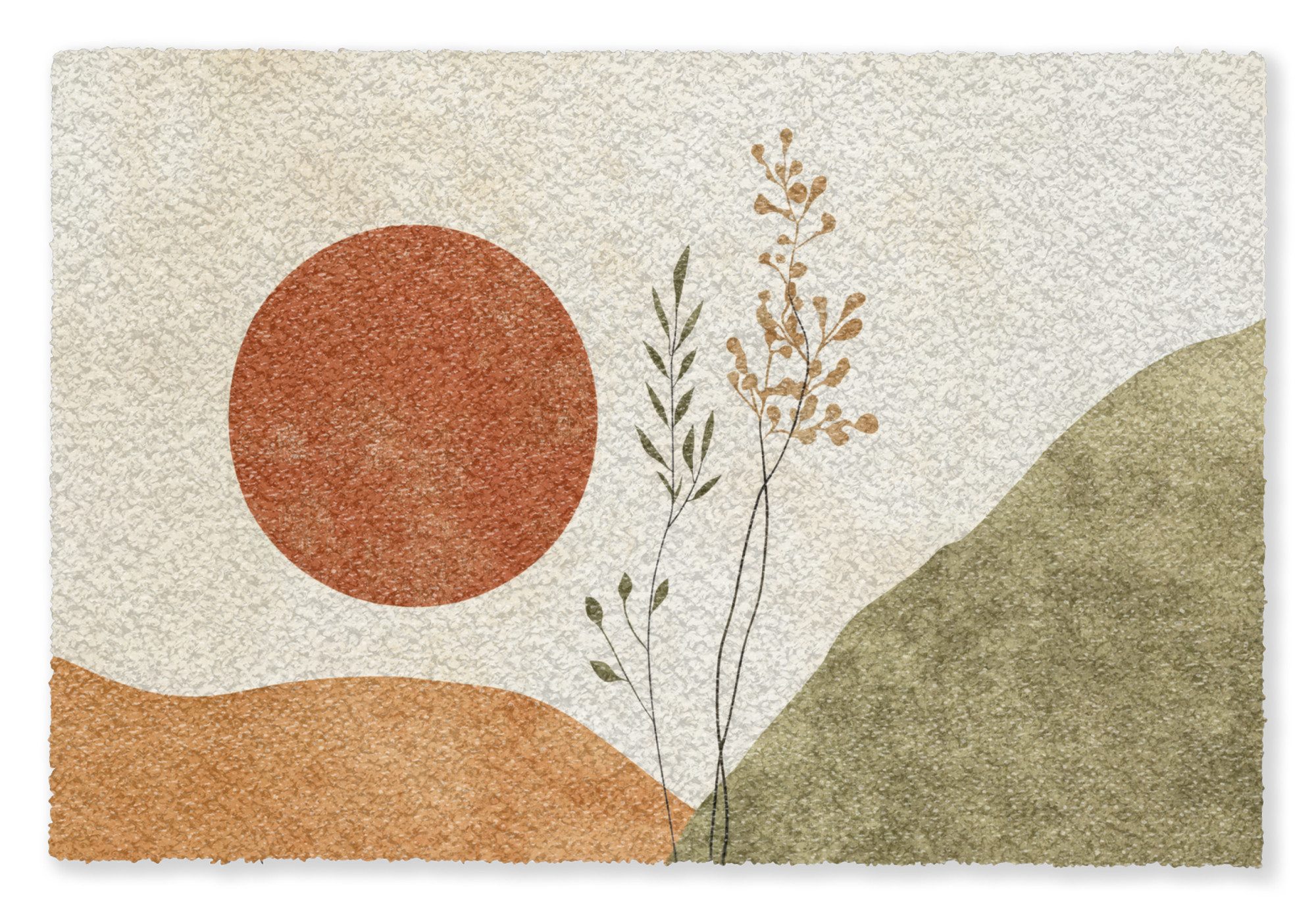 MuchoWow Fußmatte Sonne - Abstrakt - Äste - Orange, Rechteckig, innen Schmutzfangmatte, Tür, Schmutzfänger Flur, Teppich 60x40 cm